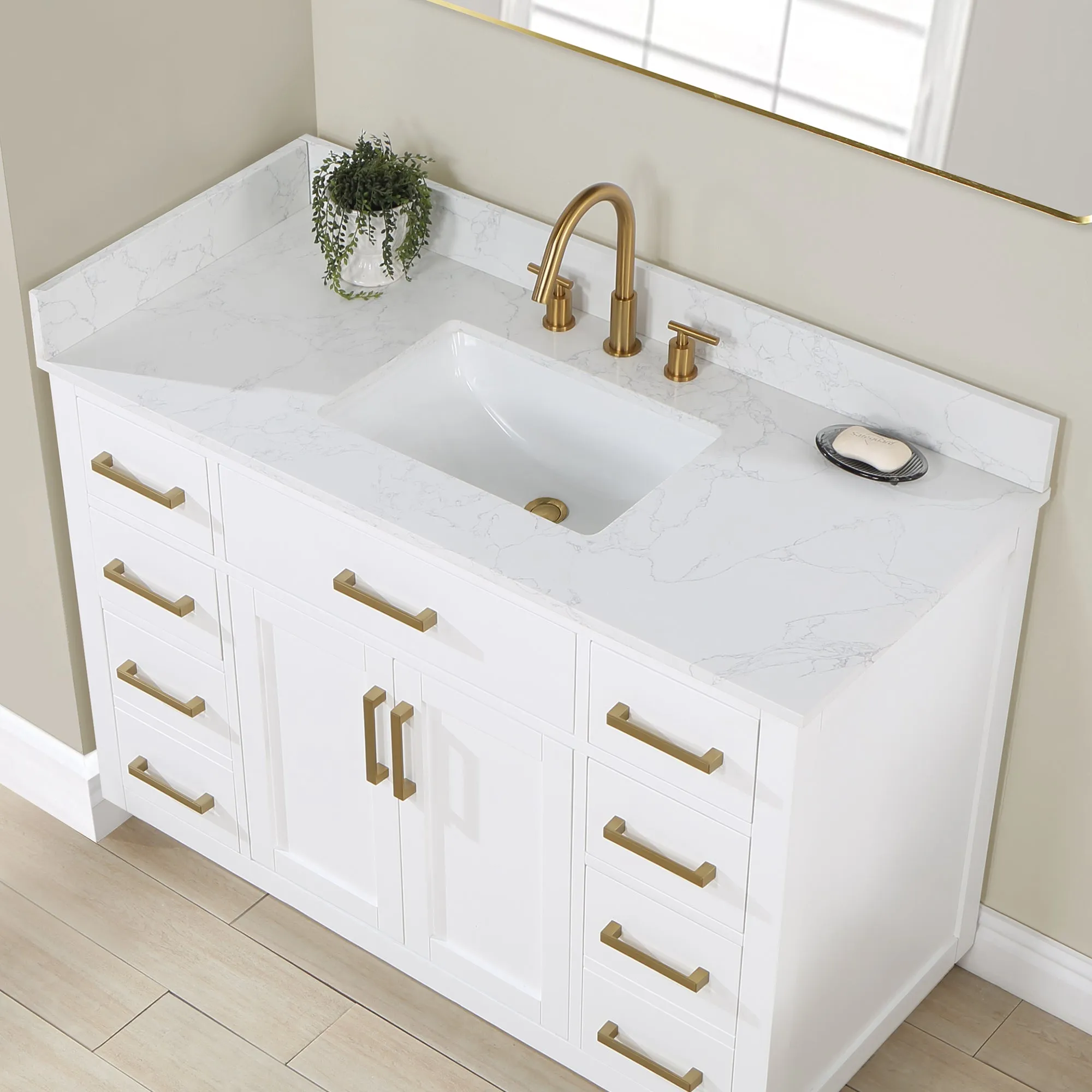 Altair Designs Gavino 48" Single Bathroom Vanity with Composite Stone Countertop - 557048-RB-GW