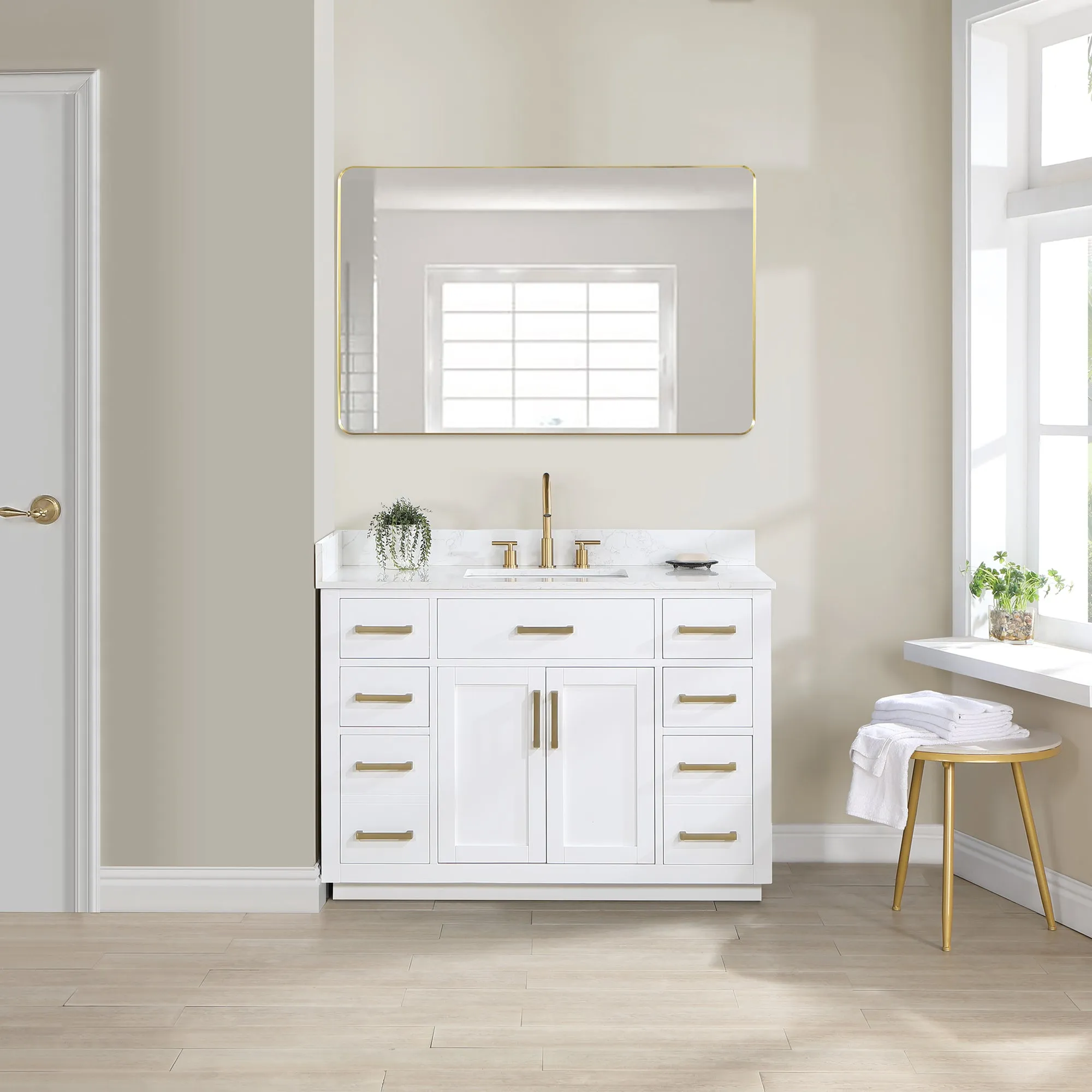 Altair Designs Gavino 48" Single Bathroom Vanity with Composite Stone Countertop - 557048-RB-GW