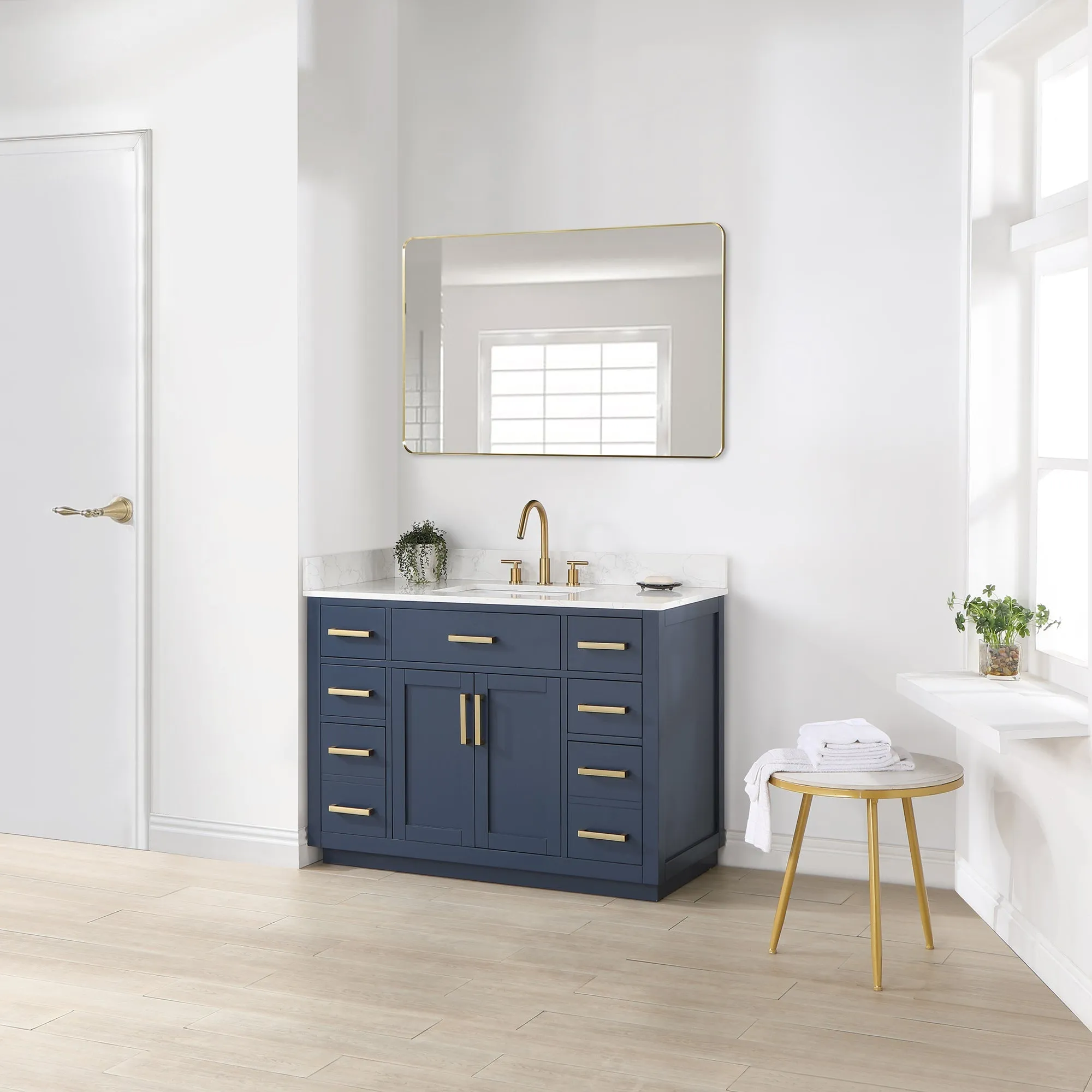 Altair Designs Gavino 48" Single Bathroom Vanity with Composite Stone Countertop - 557048-RB-GW