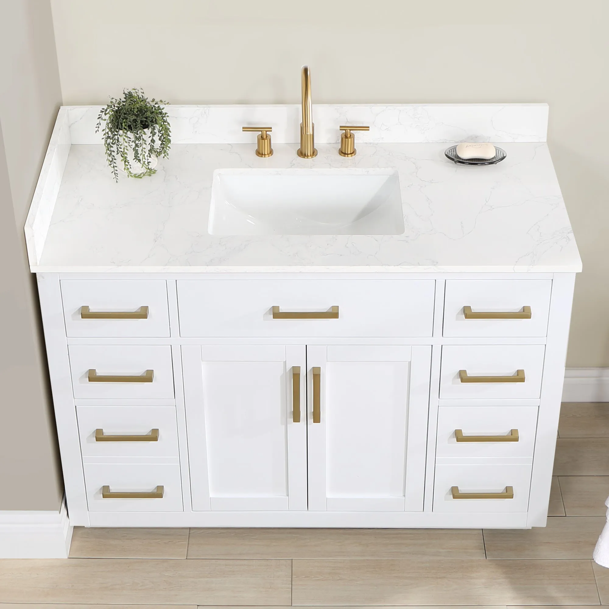 Altair Designs Gavino 48" Single Bathroom Vanity with Composite Stone Countertop - 557048-RB-GW