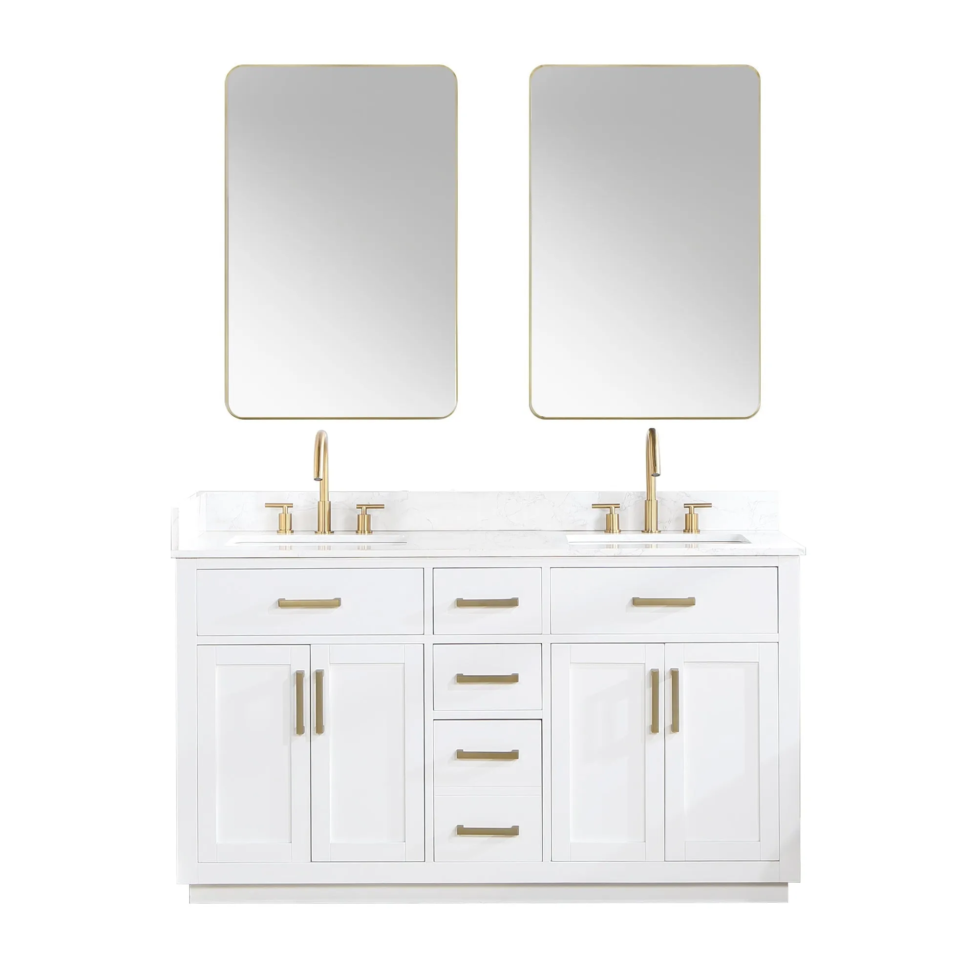 Altair Designs Gavino 60" Double Bathroom Vanity with Composite Stone Countertop - 557060-LB-GW
