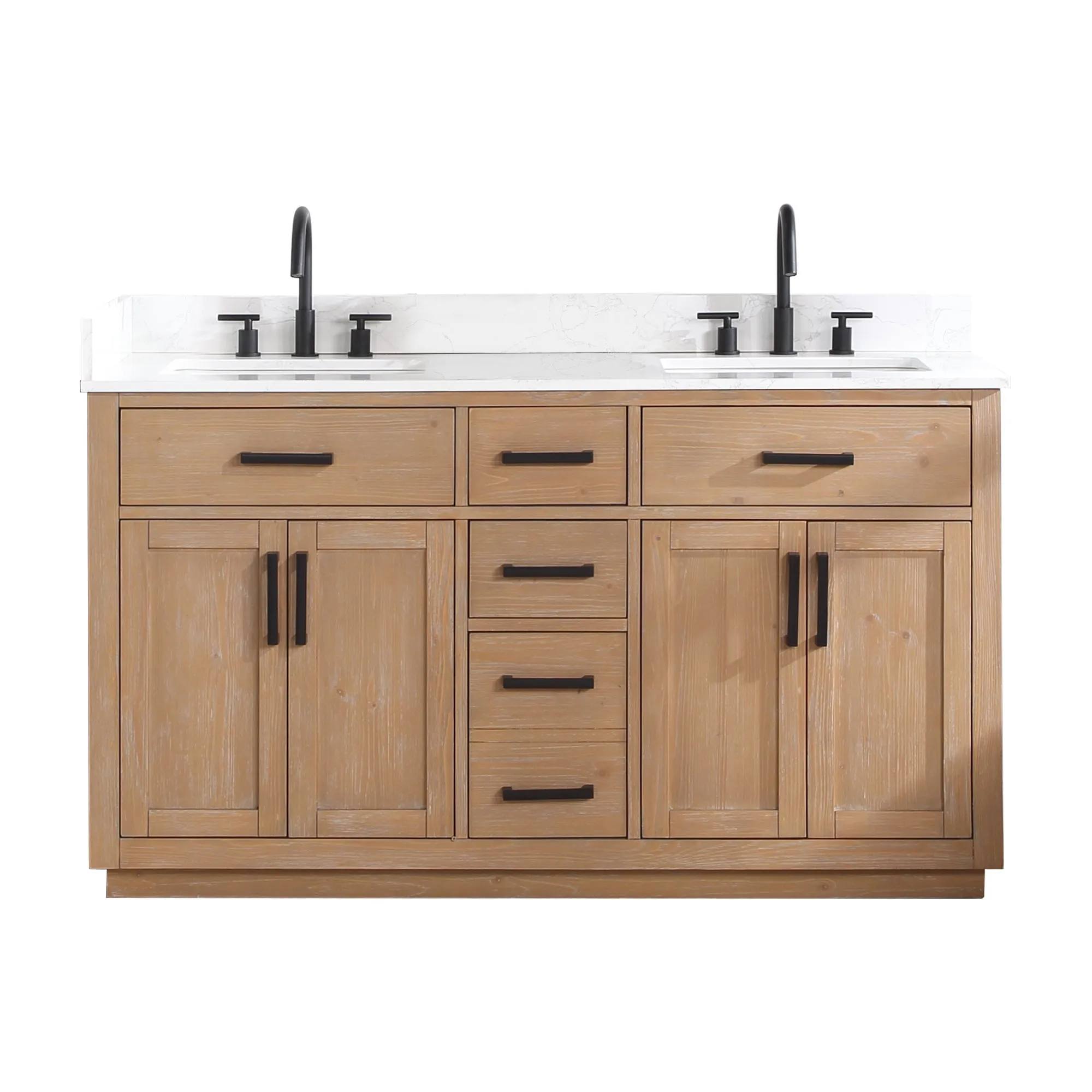 Altair Designs Gavino 60" Double Bathroom Vanity with Composite Stone Countertop - 557060-LB-GW