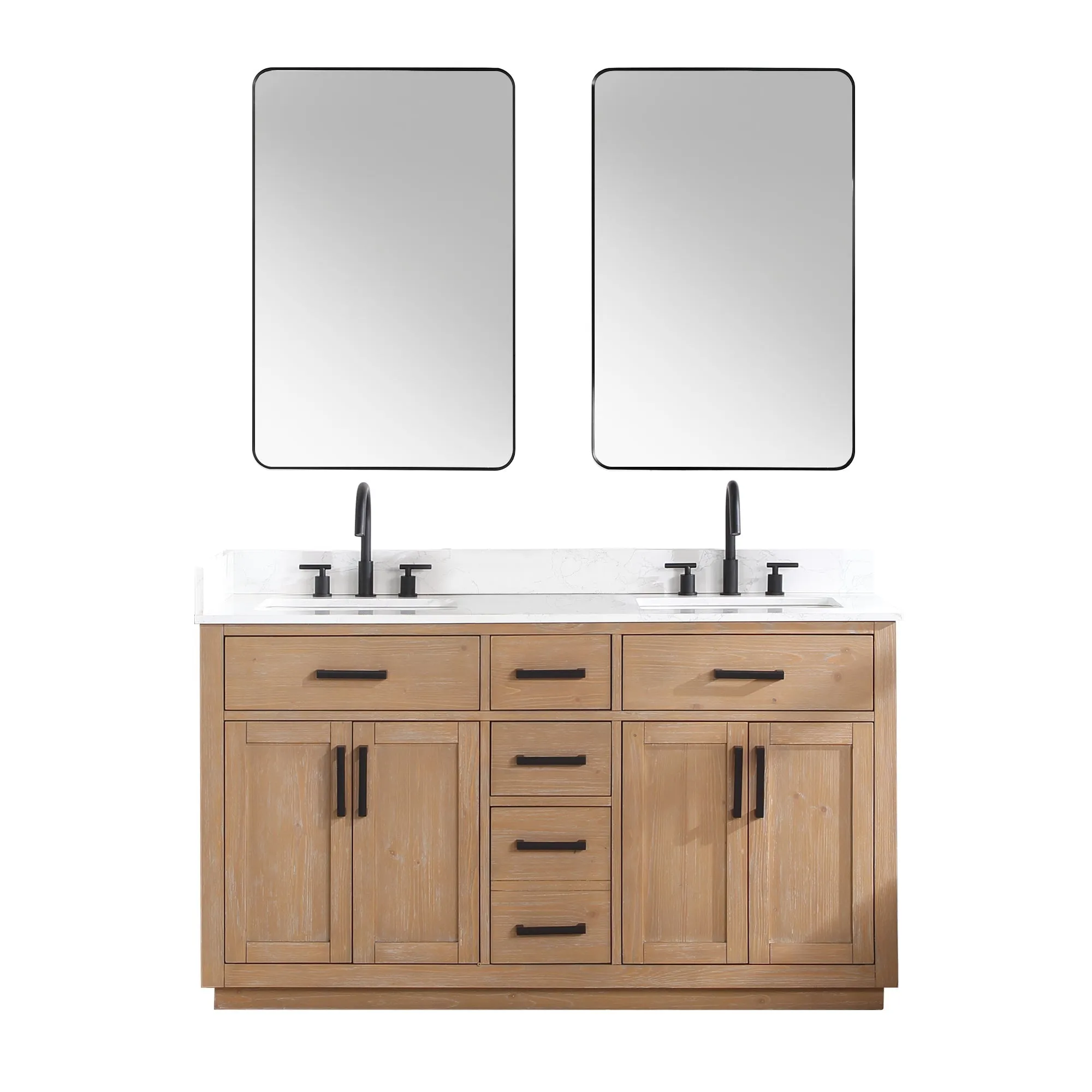 Altair Designs Gavino 60" Double Bathroom Vanity with Composite Stone Countertop - 557060-LB-GW