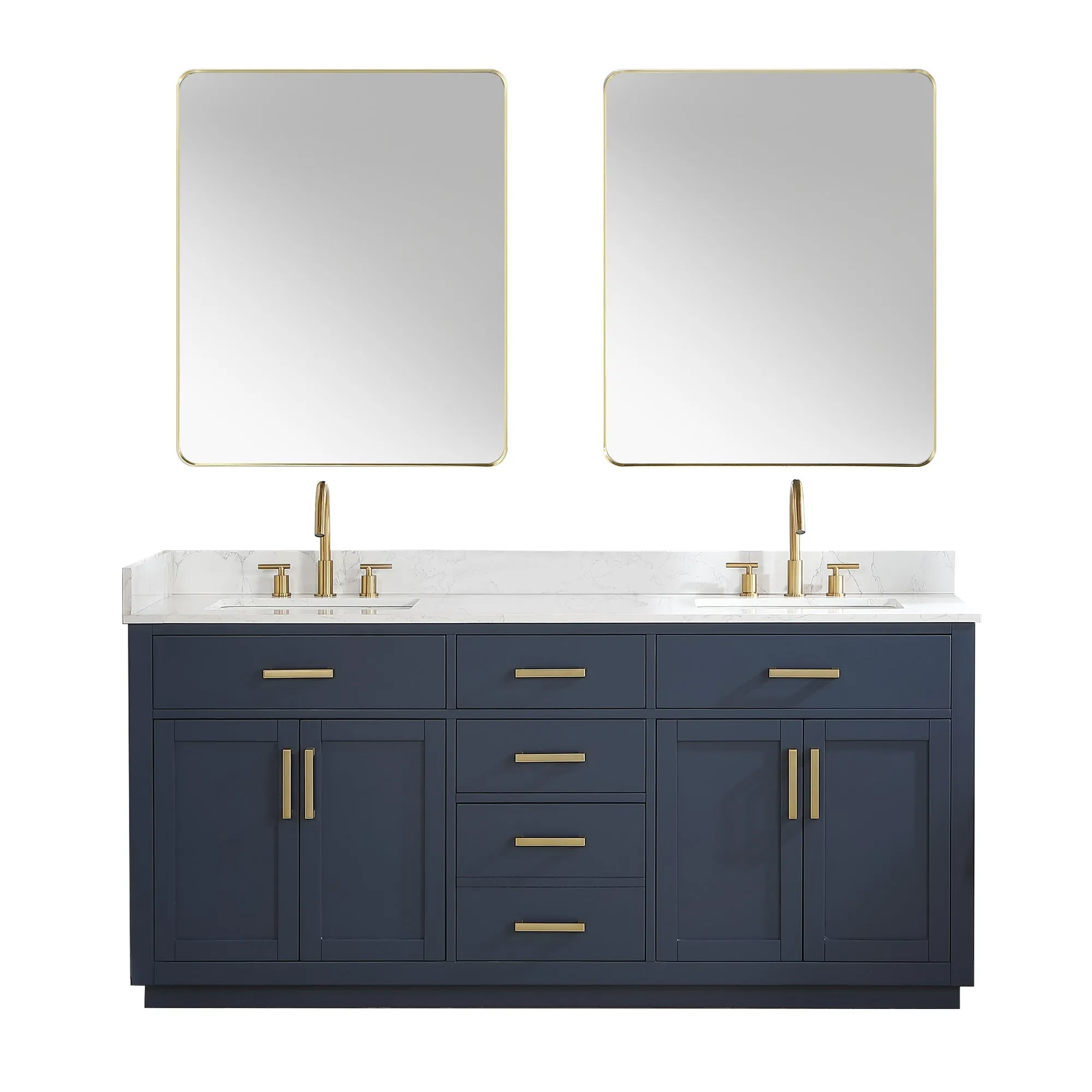 Altair Designs Gavino 72" Double Bathroom Vanity with Composite Stone Countertop - 557072-LB-GW