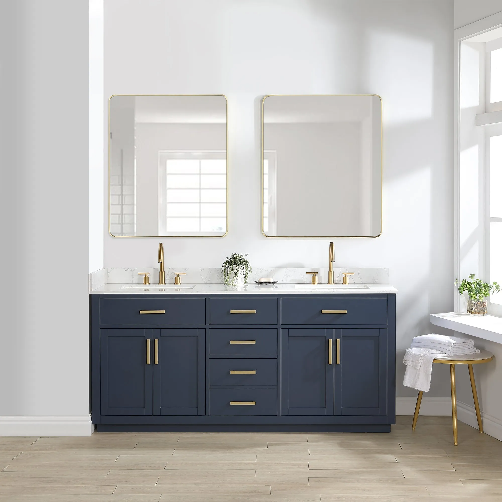 Altair Designs Gavino 72" Double Bathroom Vanity with Composite Stone Countertop - 557072-LB-GW