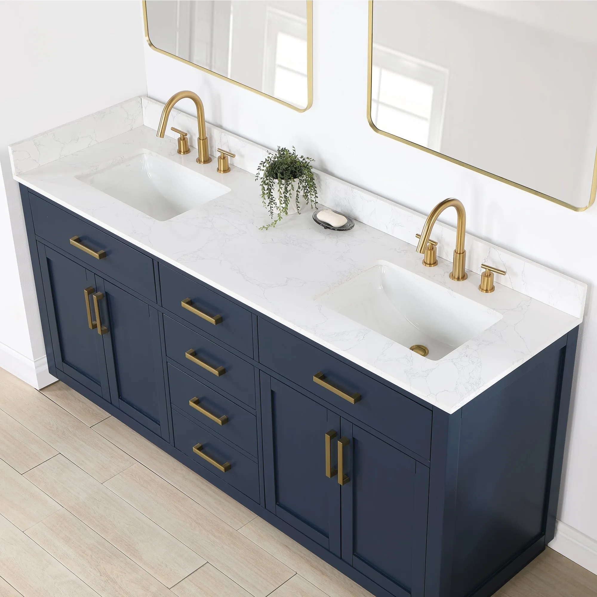 Altair Designs Gavino 72" Double Bathroom Vanity with Composite Stone Countertop - 557072-LB-GW