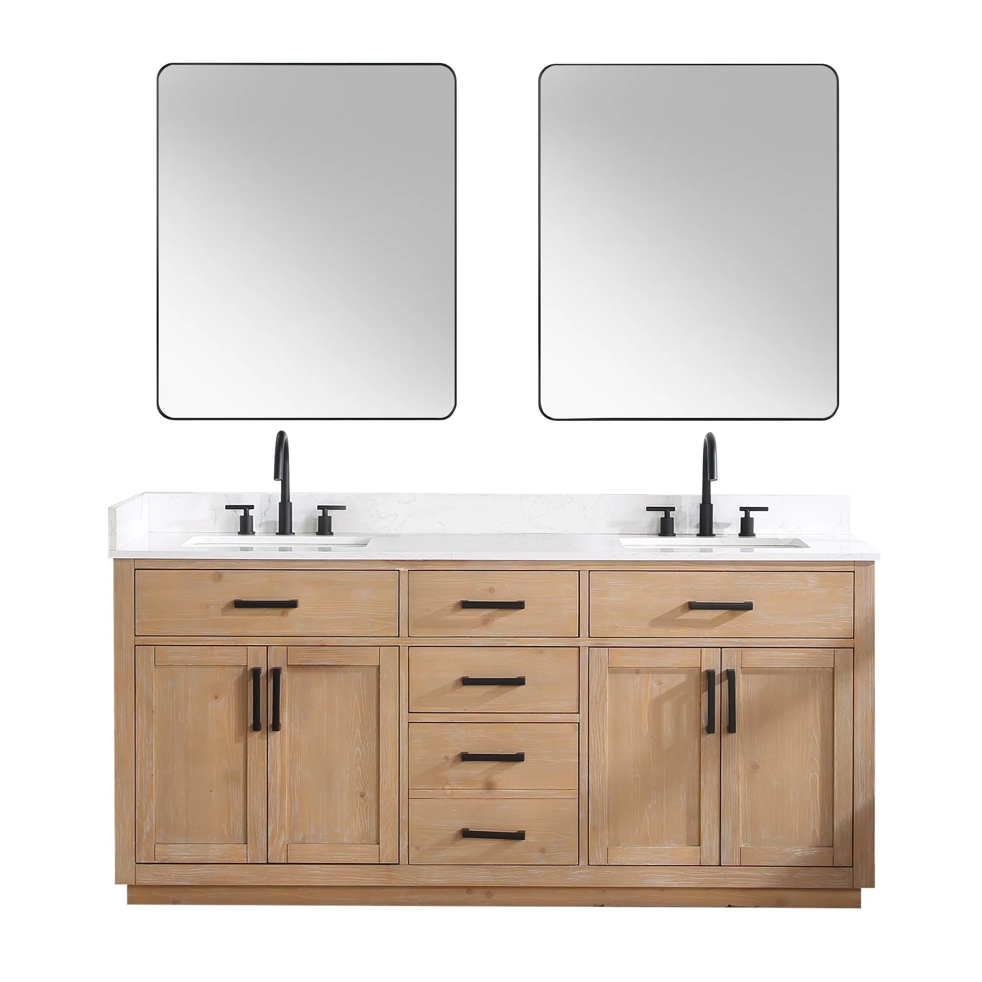 Altair Designs Gavino 72" Double Bathroom Vanity with Composite Stone Countertop - 557072-LB-GW