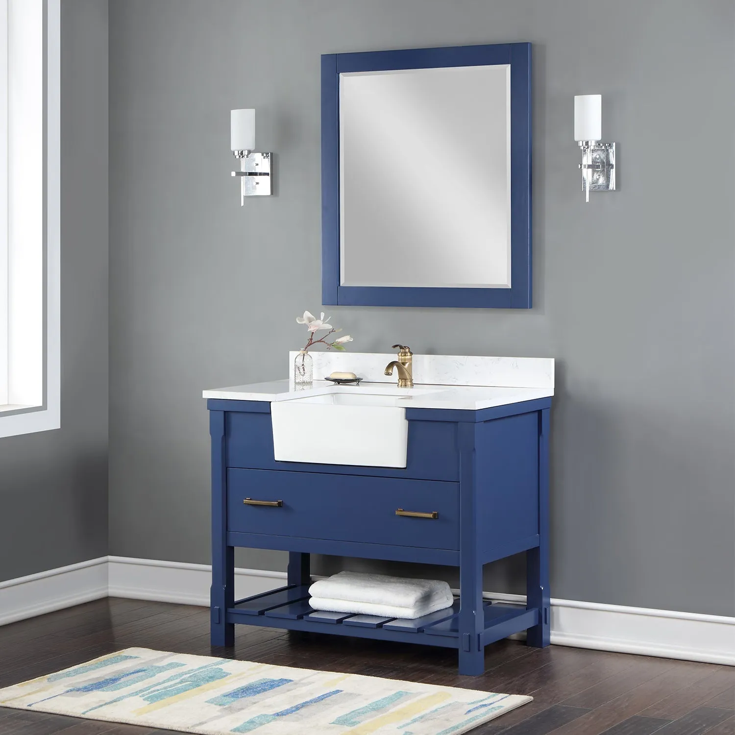 Altair Designs Georgia 42" Single Bathroom Vanity with White Farmhouse Basin - 537042-JB-AW-NM