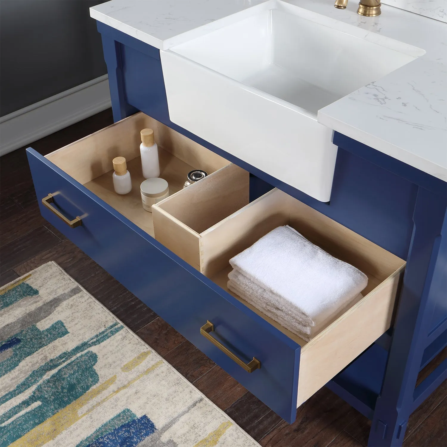 Altair Designs Georgia 42" Single Bathroom Vanity with White Farmhouse Basin - 537042-JB-AW-NM