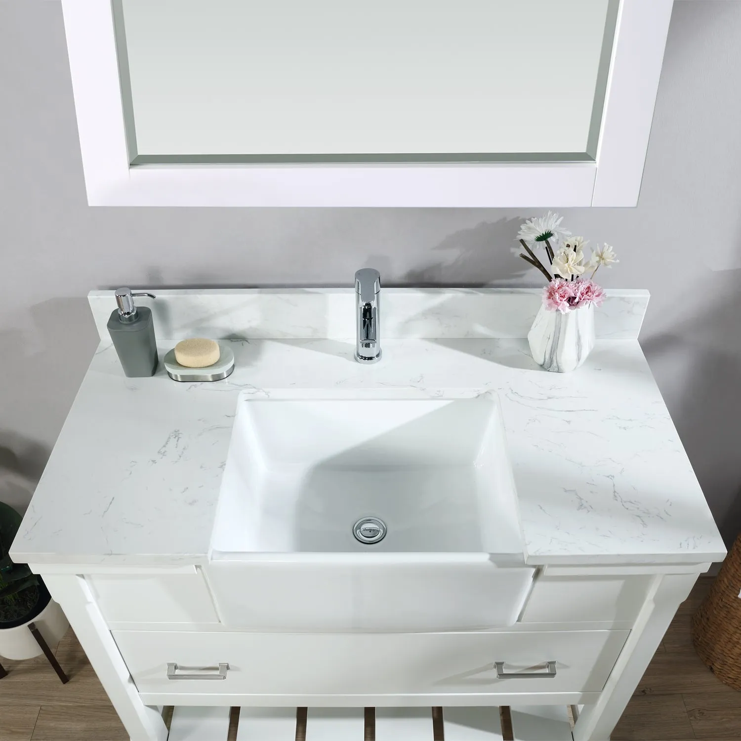 Altair Designs Georgia 42" Single Bathroom Vanity with White Farmhouse Basin - 537042-JB-AW-NM