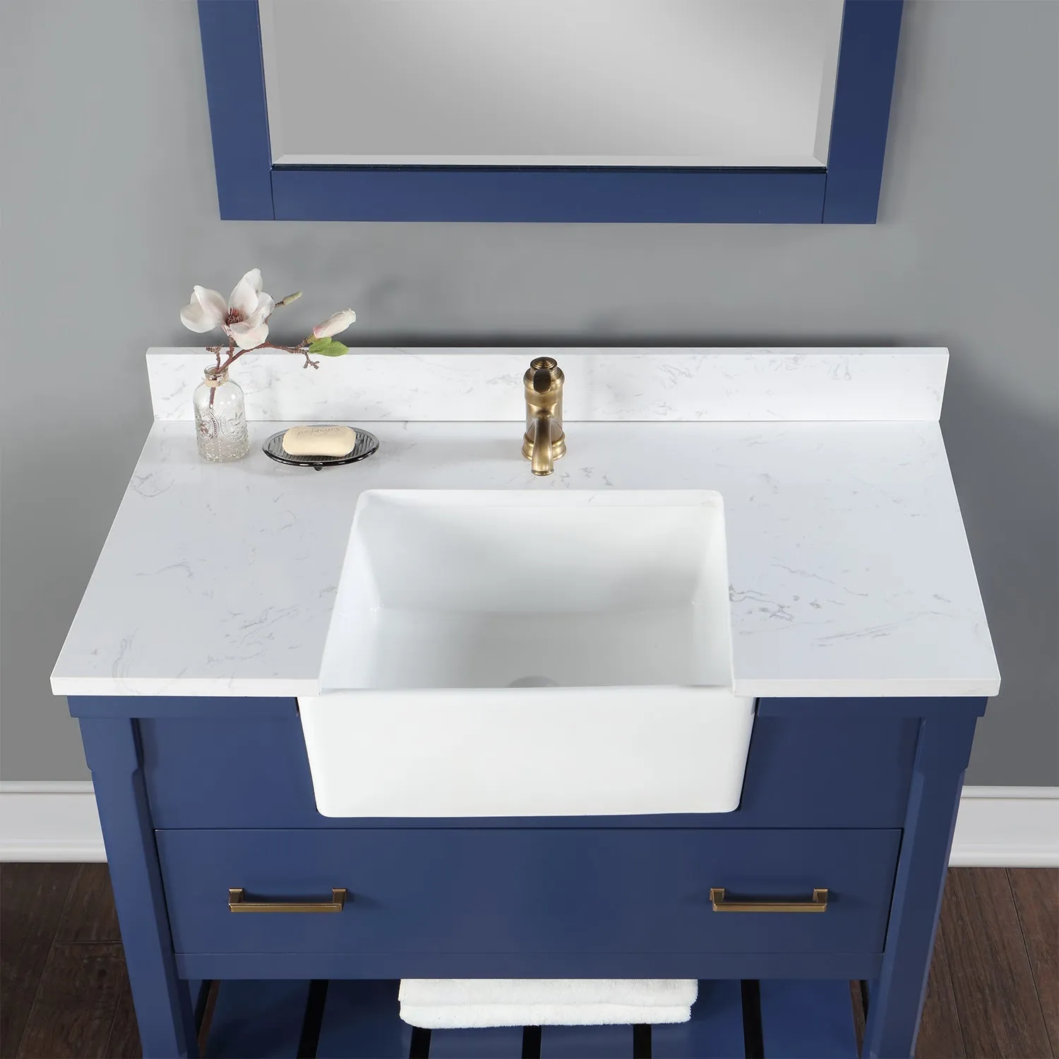 Altair Designs Georgia 42" Single Bathroom Vanity with White Farmhouse Basin - 537042-JB-AW-NM