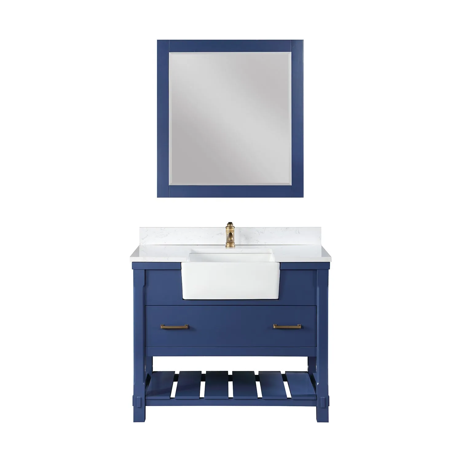 Altair Designs Georgia 42" Single Bathroom Vanity with White Farmhouse Basin - 537042-JB-AW-NM