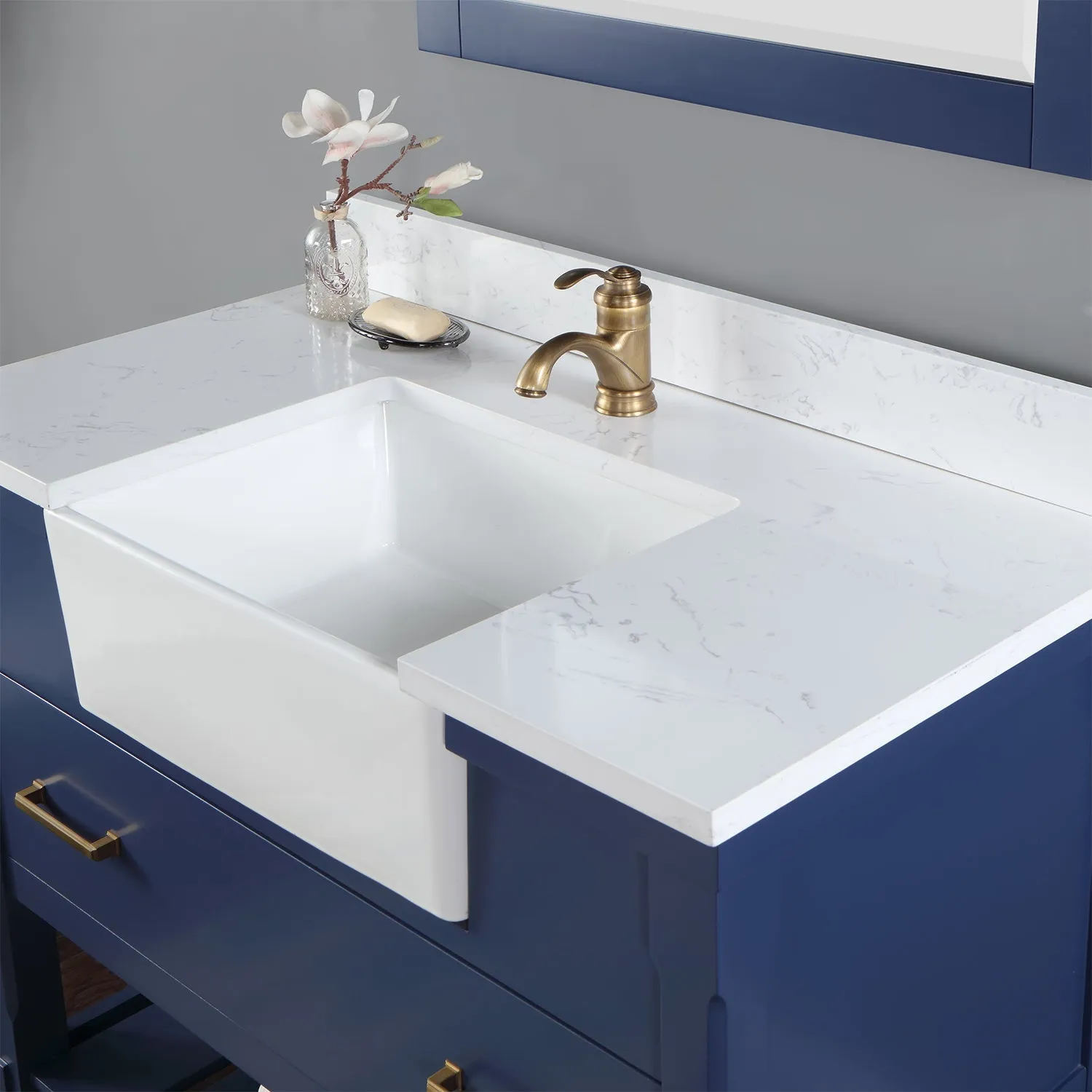 Altair Designs Georgia 42" Single Bathroom Vanity with White Farmhouse Basin - 537042-JB-AW-NM