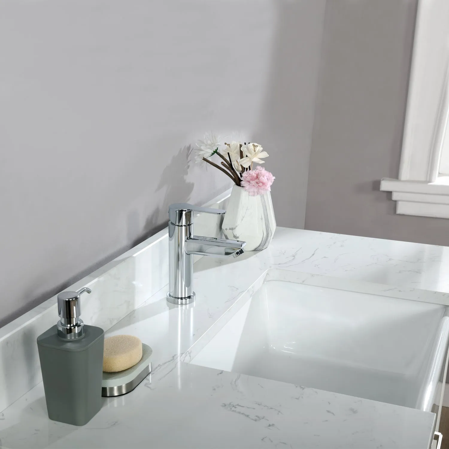 Altair Designs Georgia 42" Single Bathroom Vanity with White Farmhouse Basin - 537042-JB-AW-NM