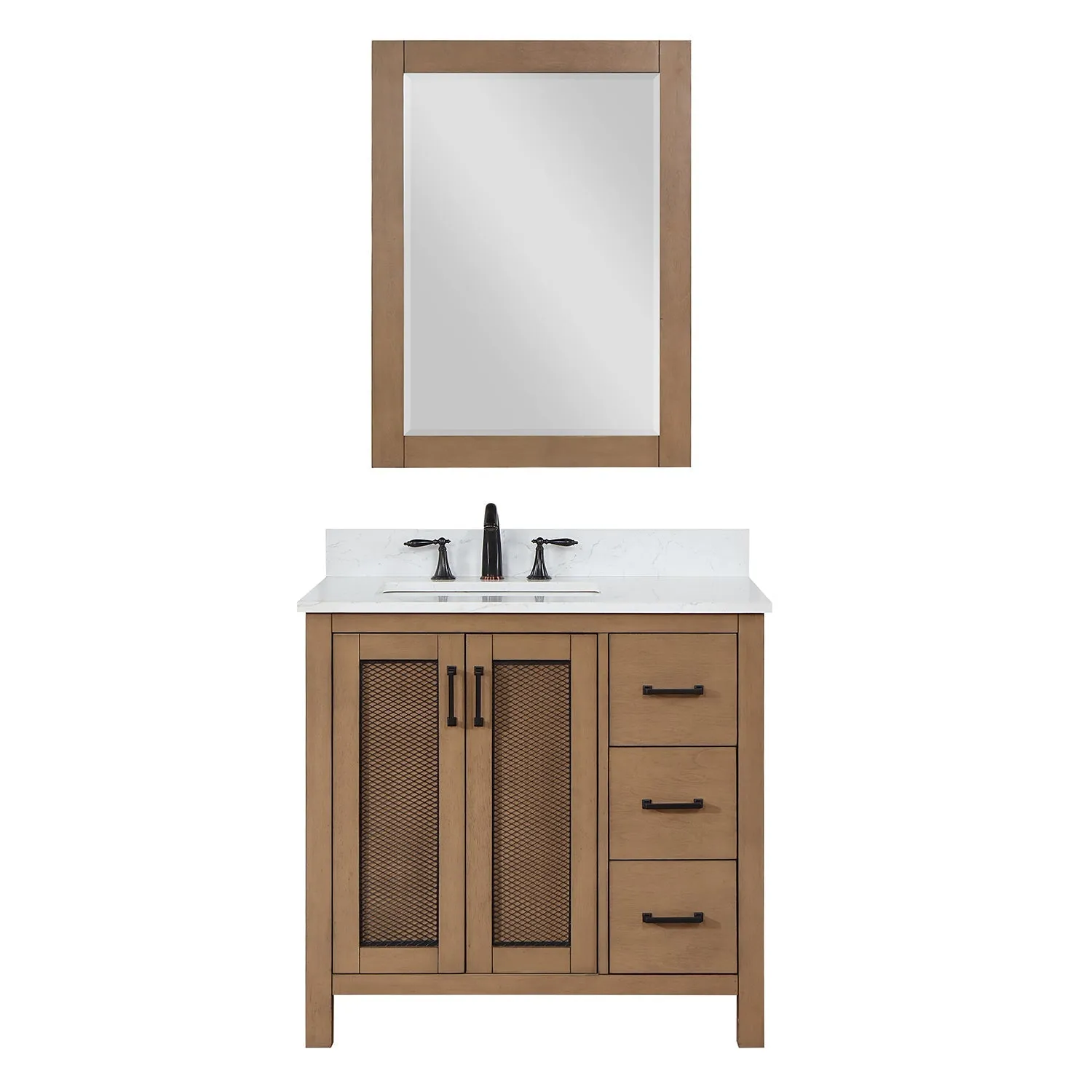 Altair Designs Hadiya 36" Single Bathroom Vanity Set with Aosta White Composite Stone Countertop - 542036-GP-AW-NM