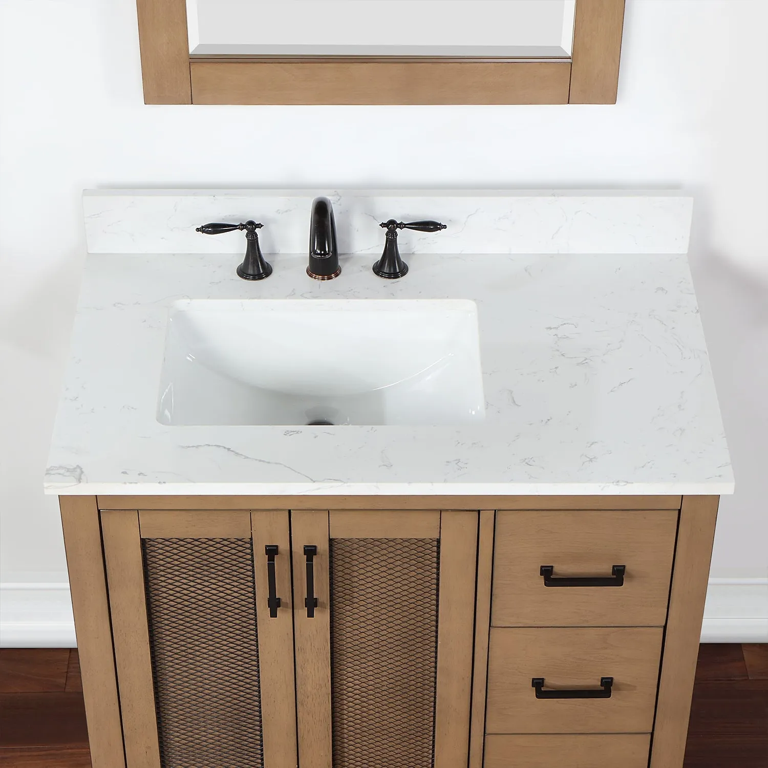 Altair Designs Hadiya 36" Single Bathroom Vanity Set with Aosta White Composite Stone Countertop - 542036-GP-AW-NM