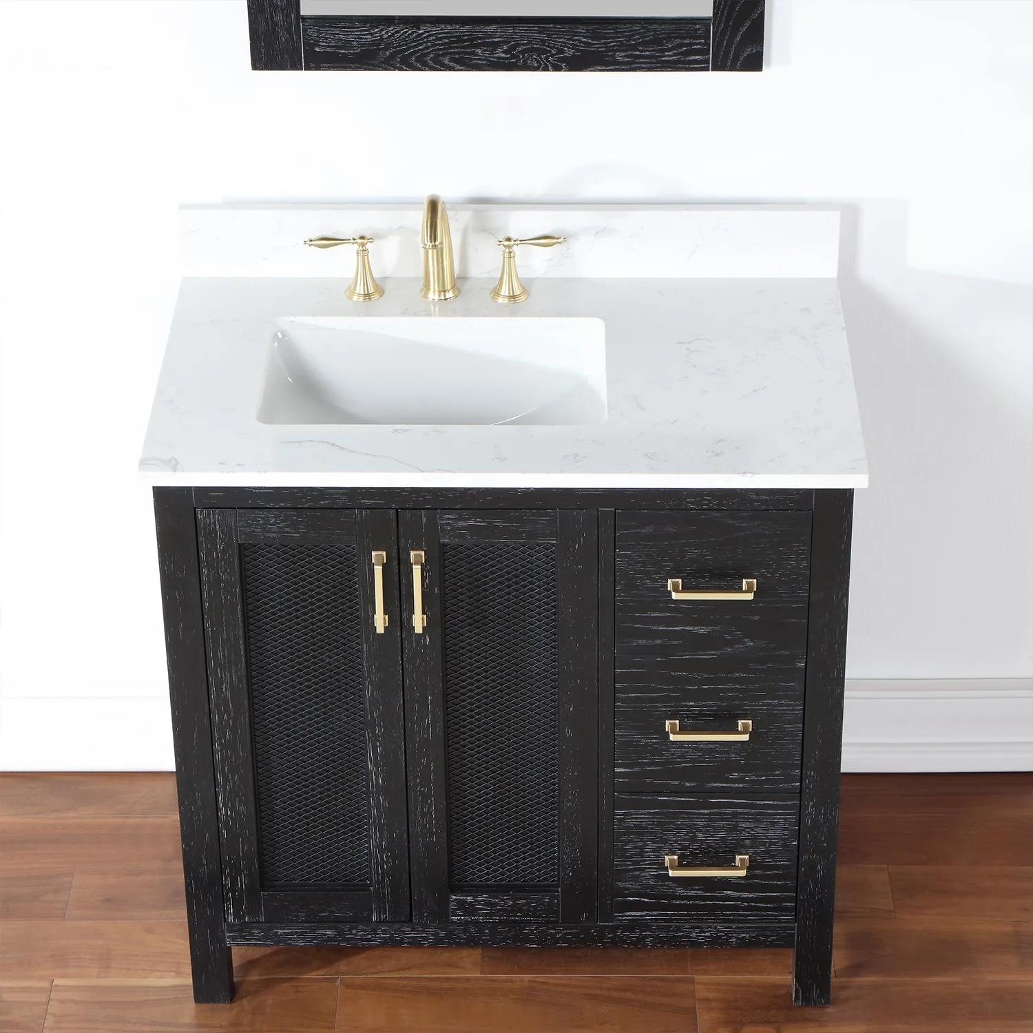 Altair Designs Hadiya 36" Single Bathroom Vanity Set with Aosta White Composite Stone Countertop - 542036-GP-AW-NM