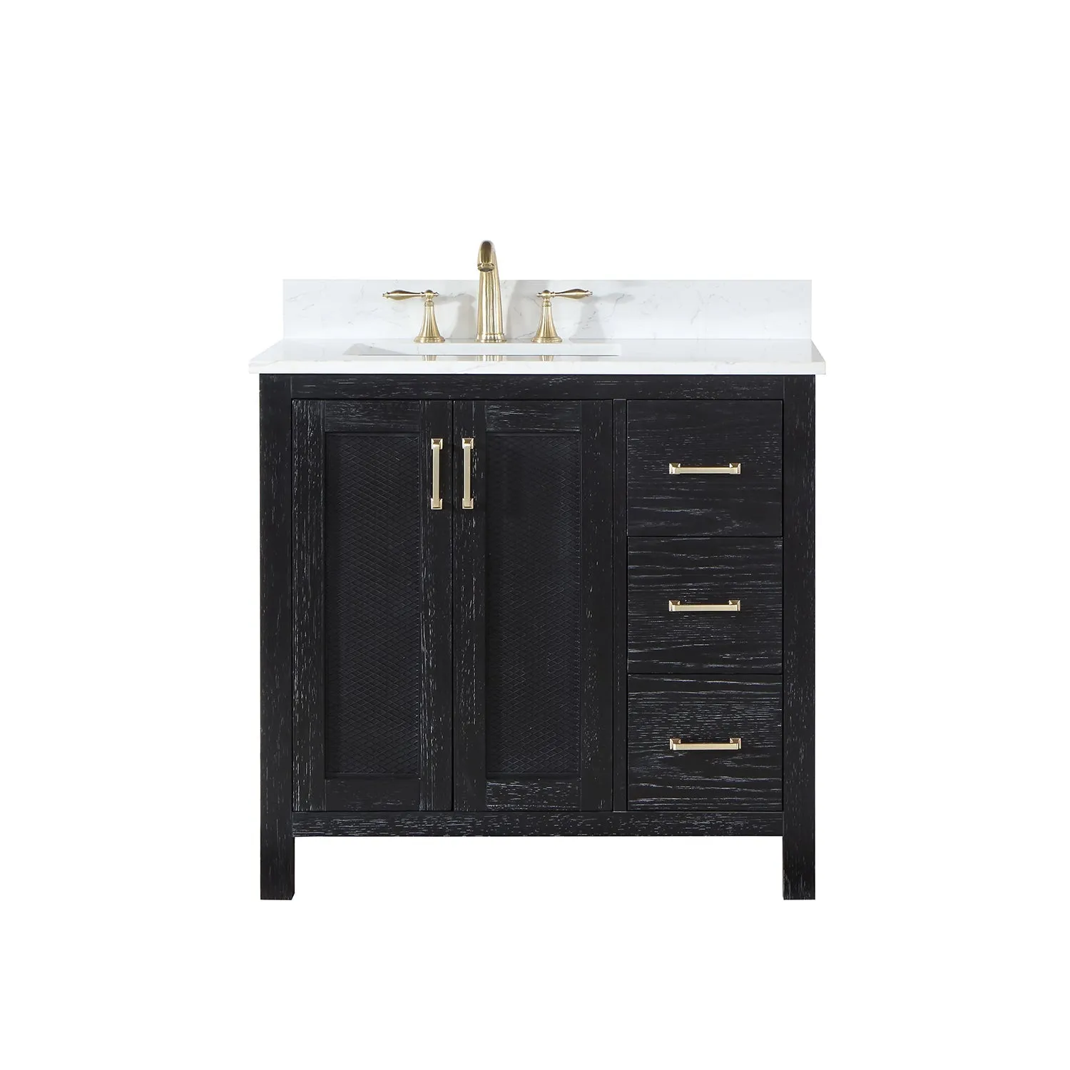Altair Designs Hadiya 36" Single Bathroom Vanity Set with Aosta White Composite Stone Countertop - 542036-GP-AW-NM