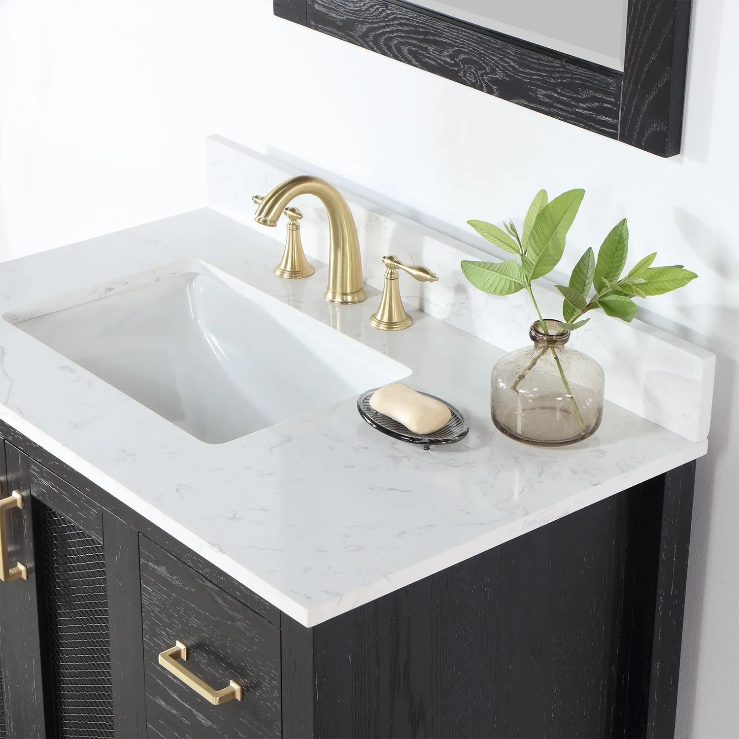 Altair Designs Hadiya 36" Single Bathroom Vanity Set with Aosta White Composite Stone Countertop - 542036-GP-AW-NM