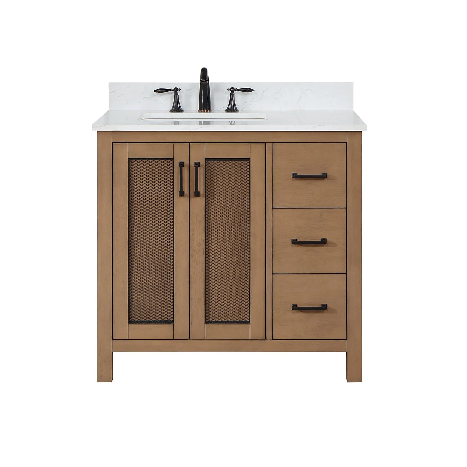 Altair Designs Hadiya 36" Single Bathroom Vanity Set with Aosta White Composite Stone Countertop - 542036-GP-AW-NM