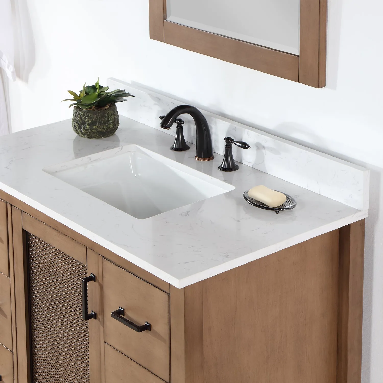 Altair Designs Hadiya 42" Single Bathroom Vanity Set with Aosta White Composite Stone Countertop - 542042-GP-AW-NM