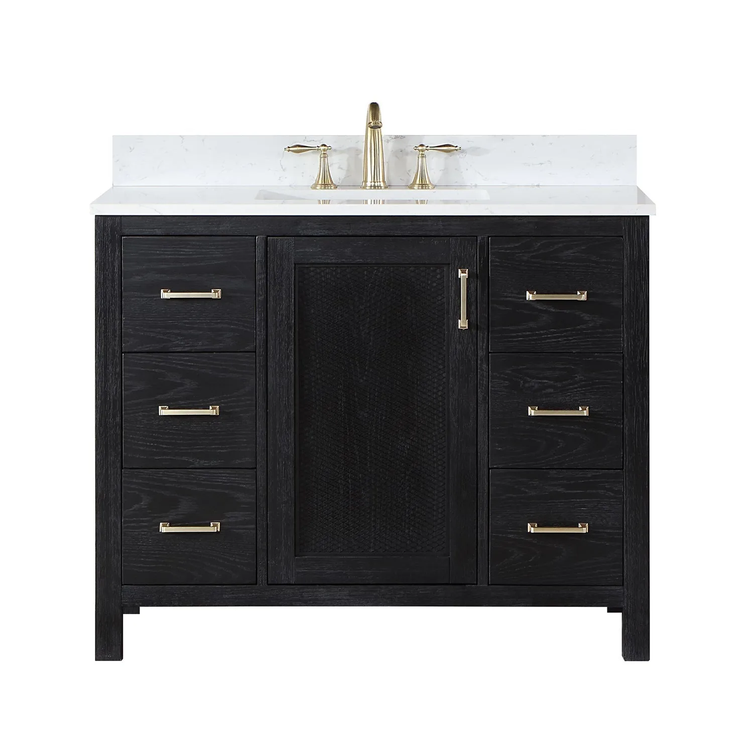 Altair Designs Hadiya 42" Single Bathroom Vanity Set with Aosta White Composite Stone Countertop - 542042-GP-AW-NM