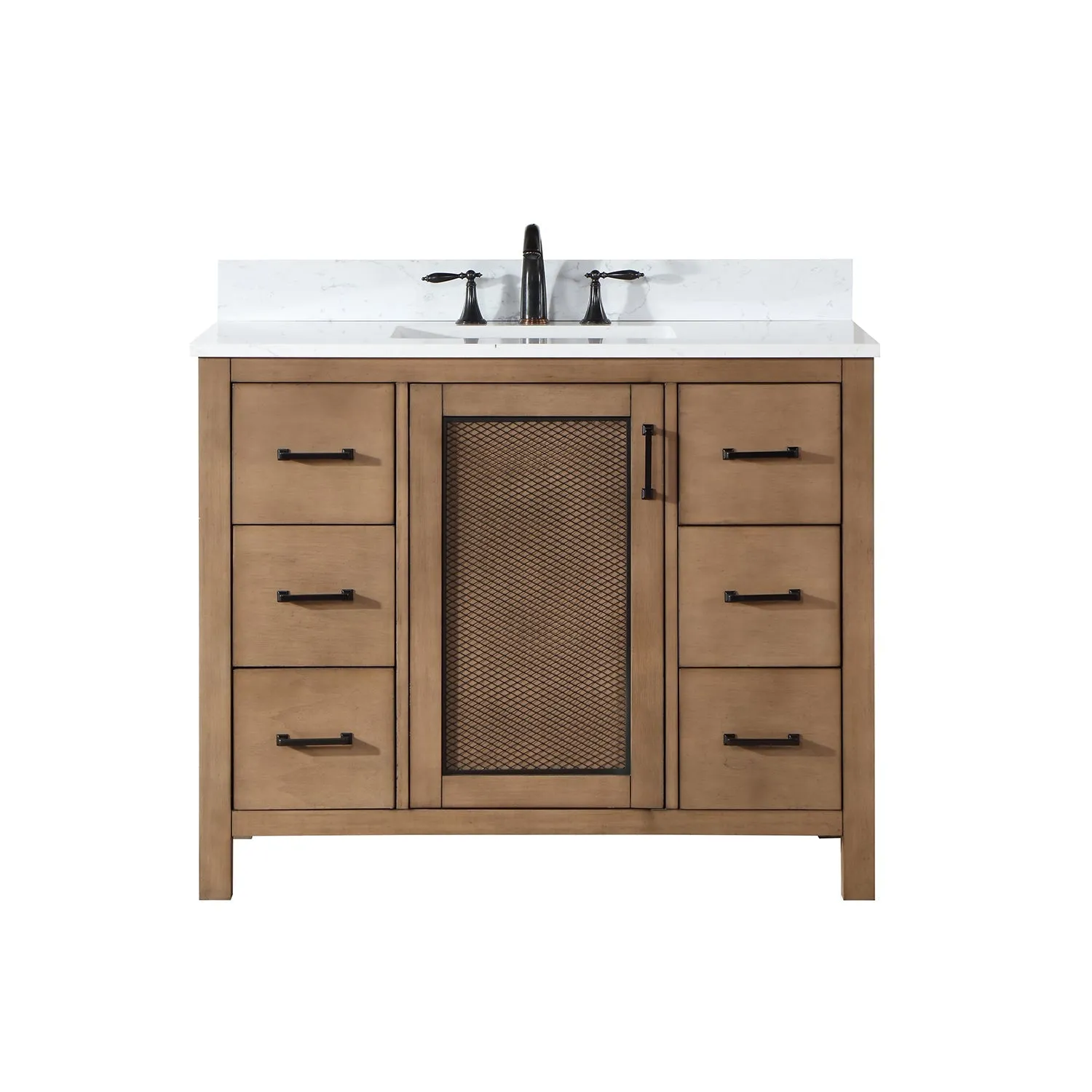 Altair Designs Hadiya 42" Single Bathroom Vanity Set with Aosta White Composite Stone Countertop - 542042-GP-AW-NM
