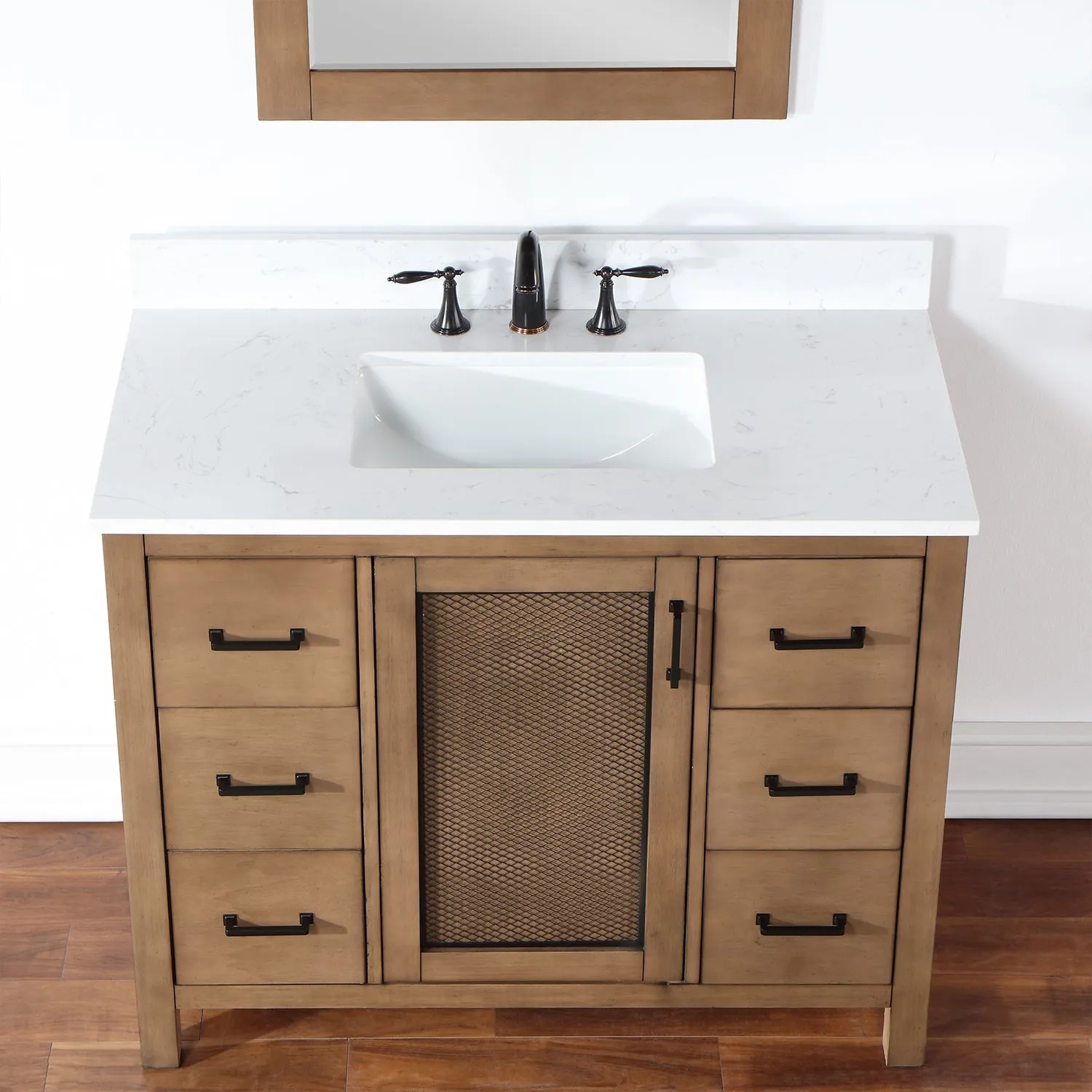 Altair Designs Hadiya 42" Single Bathroom Vanity Set with Aosta White Composite Stone Countertop - 542042-GP-AW-NM