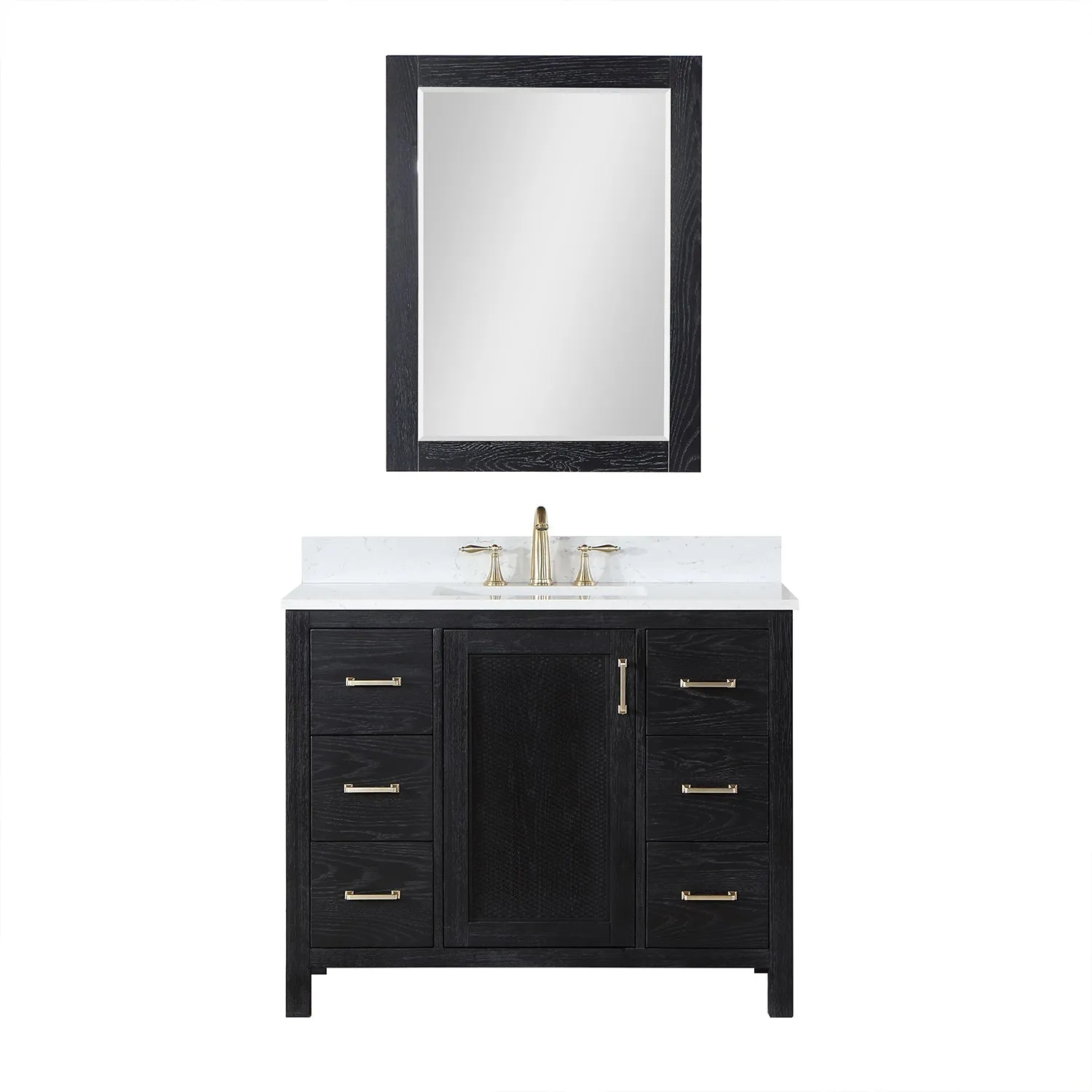 Altair Designs Hadiya 42" Single Bathroom Vanity Set with Aosta White Composite Stone Countertop - 542042-GP-AW-NM
