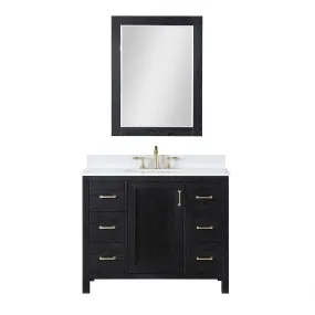 Altair Designs Hadiya 42" Single Bathroom Vanity Set with Aosta White Composite Stone Countertop - 542042-GP-AW-NM