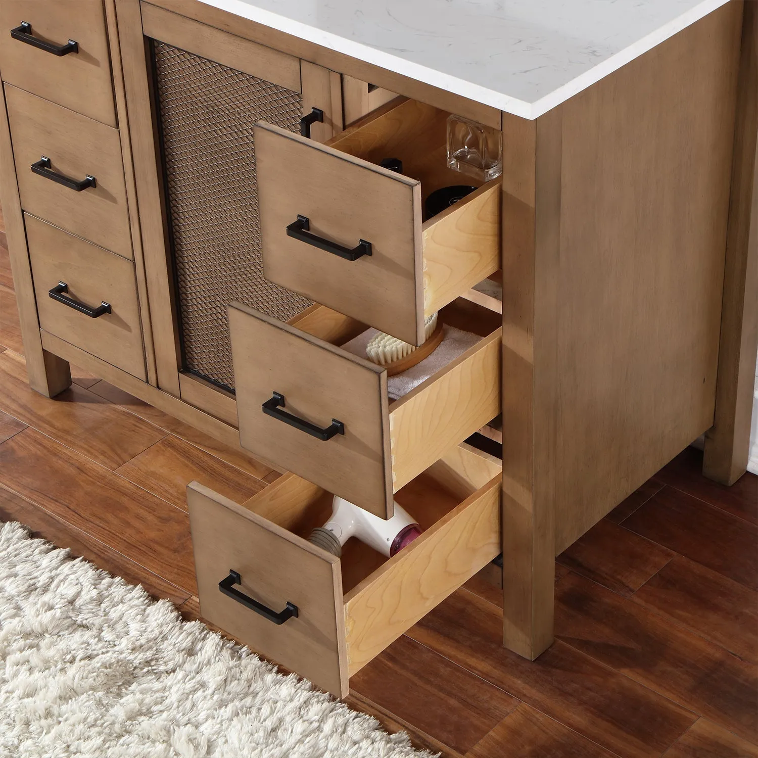 Altair Designs Hadiya 42" Single Bathroom Vanity Set with Aosta White Composite Stone Countertop - 542042-GP-AW-NM