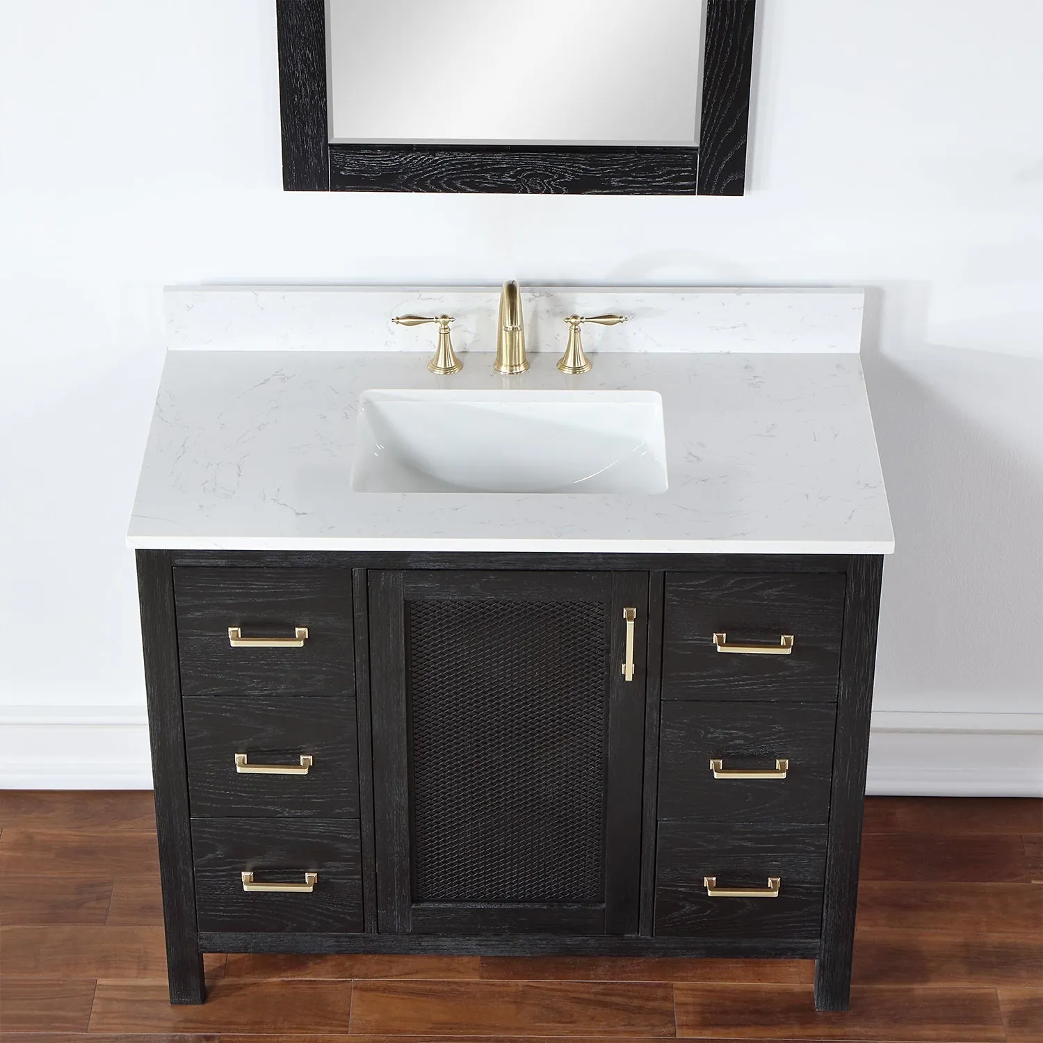 Altair Designs Hadiya 42" Single Bathroom Vanity Set with Aosta White Composite Stone Countertop - 542042-GP-AW-NM