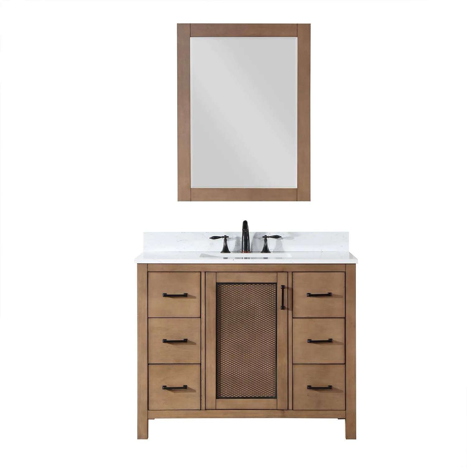 Altair Designs Hadiya 42" Single Bathroom Vanity Set with Aosta White Composite Stone Countertop - 542042-GP-AW-NM