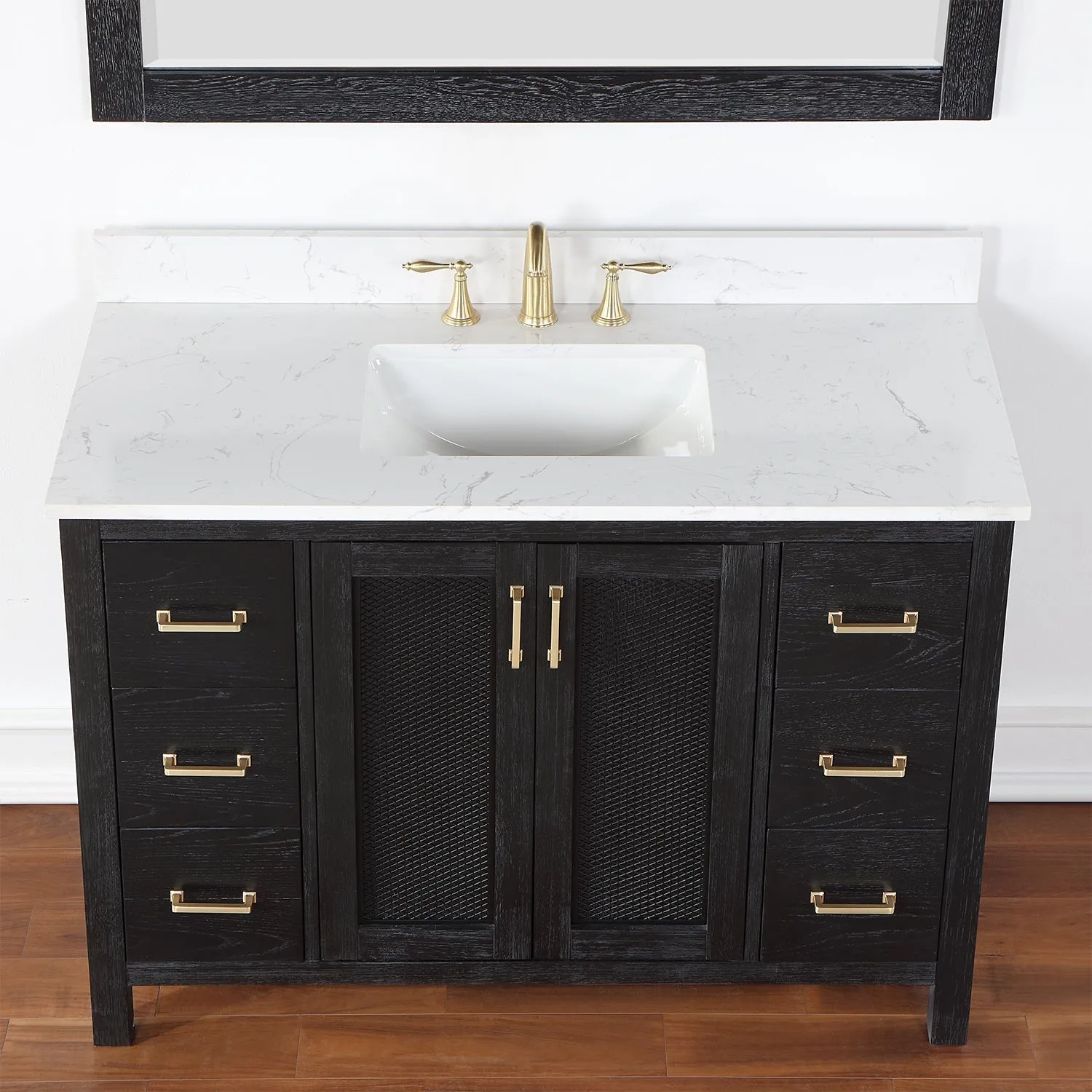 Altair Designs Hadiya 48" Single Bathroom Vanity Set with Aosta White Composite Stone Countertop - 542048-GP-AW-NM