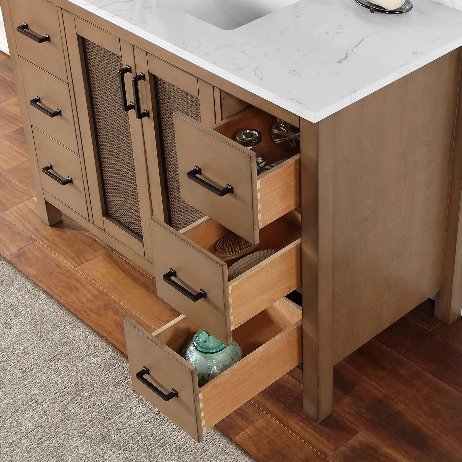 Altair Designs Hadiya 48" Single Bathroom Vanity Set with Aosta White Composite Stone Countertop - 542048-GP-AW-NM