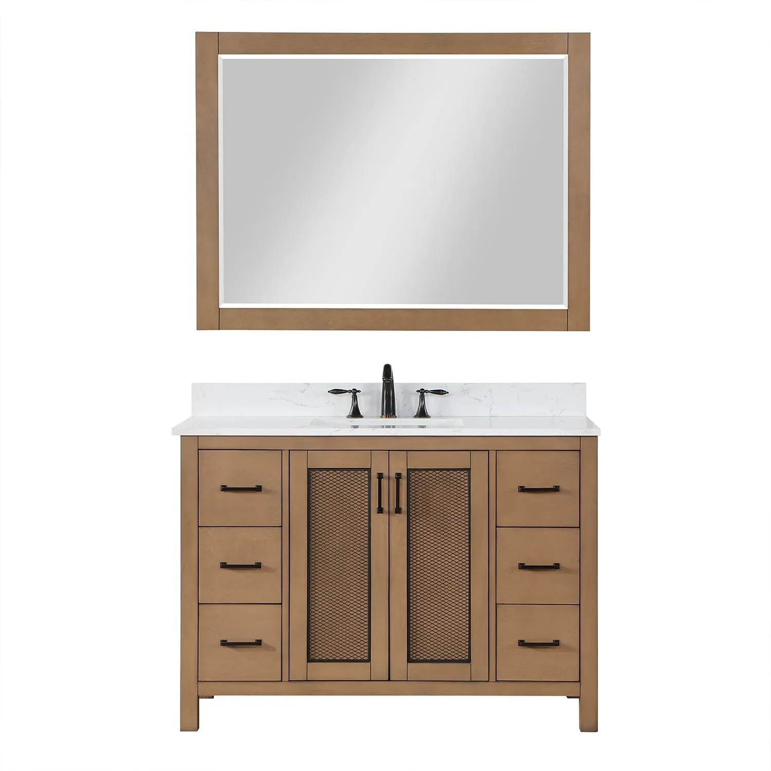 Altair Designs Hadiya 48" Single Bathroom Vanity Set with Aosta White Composite Stone Countertop - 542048-GP-AW-NM