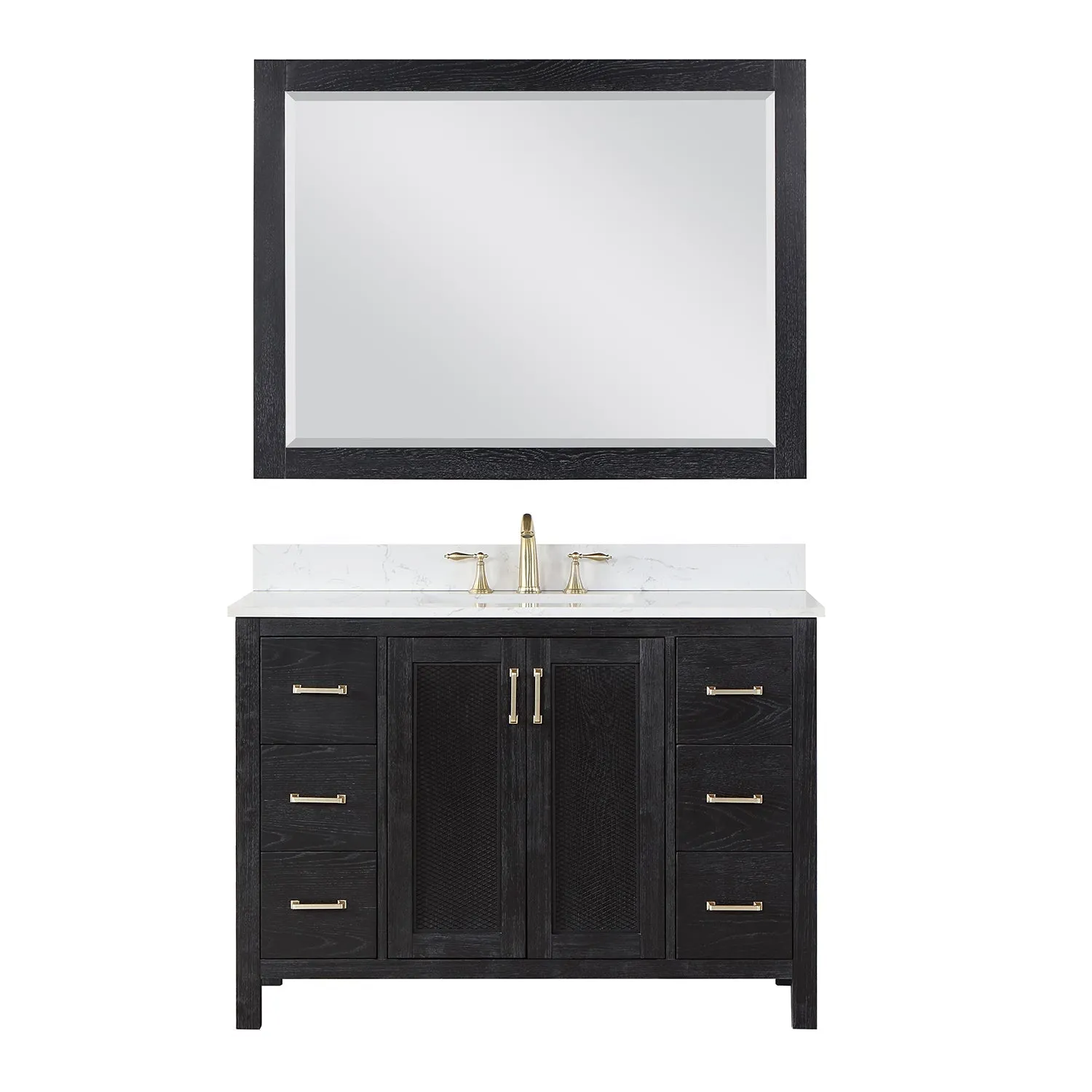 Altair Designs Hadiya 48" Single Bathroom Vanity Set with Aosta White Composite Stone Countertop - 542048-GP-AW-NM