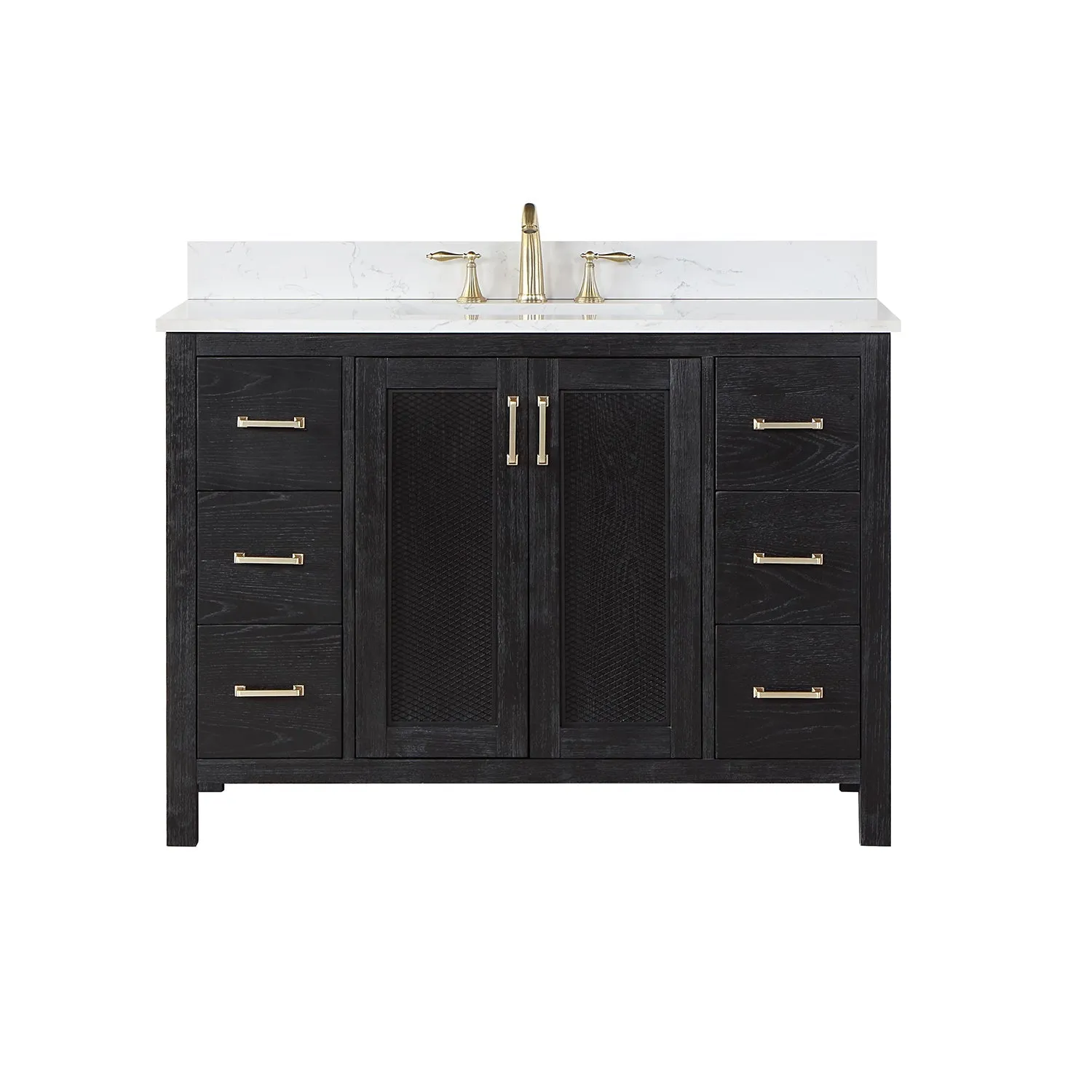 Altair Designs Hadiya 48" Single Bathroom Vanity Set with Aosta White Composite Stone Countertop - 542048-GP-AW-NM