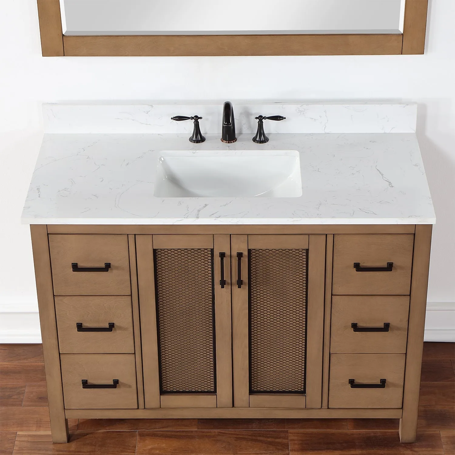 Altair Designs Hadiya 48" Single Bathroom Vanity Set with Aosta White Composite Stone Countertop - 542048-GP-AW-NM