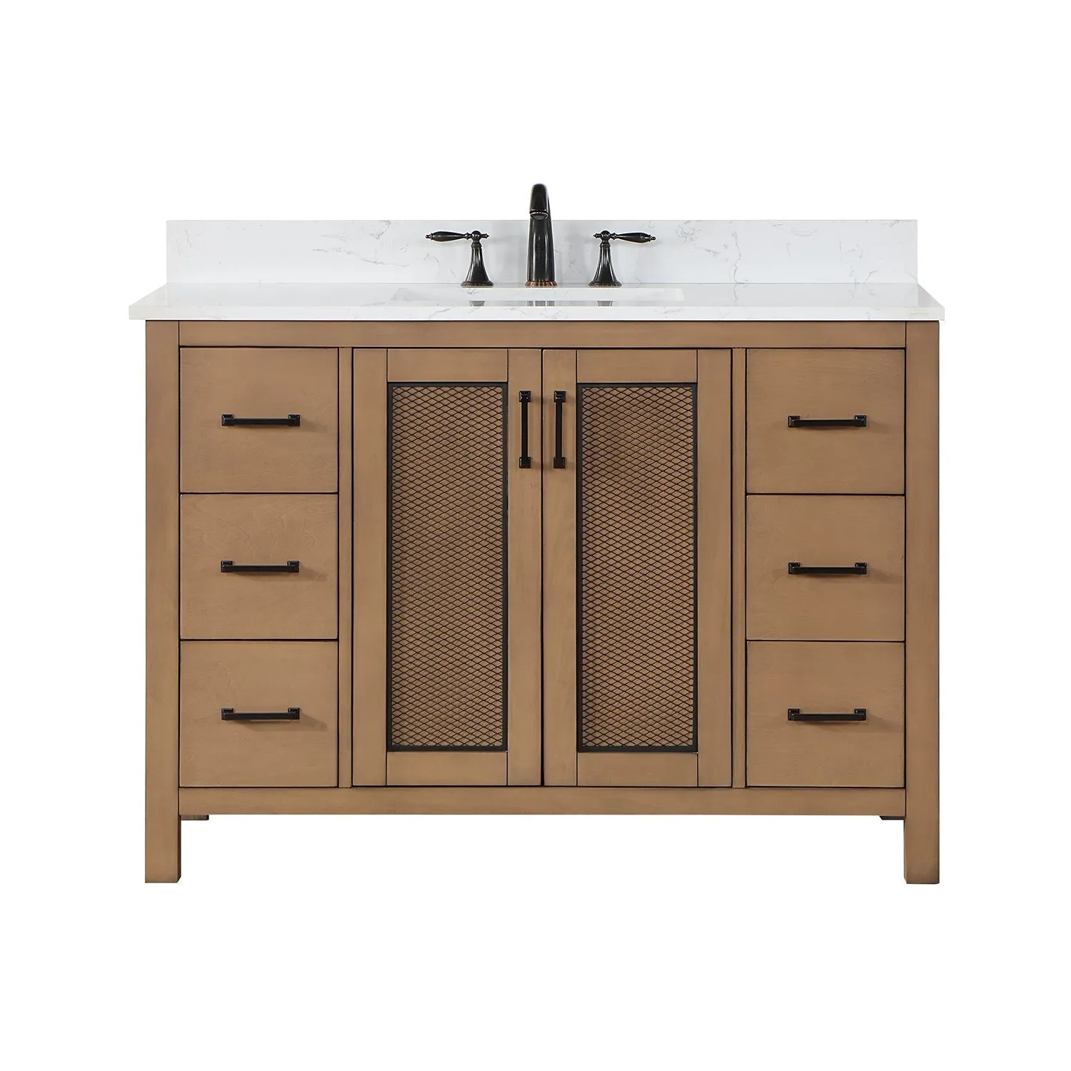 Altair Designs Hadiya 48" Single Bathroom Vanity Set with Aosta White Composite Stone Countertop - 542048-GP-AW-NM