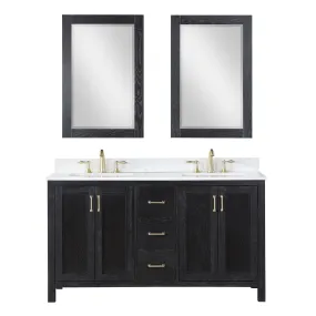 Altair Designs Hadiya 60" Double Bathroom Vanity Set with Aosta White Composite Stone Countertop - 542060-GP-AW-NM