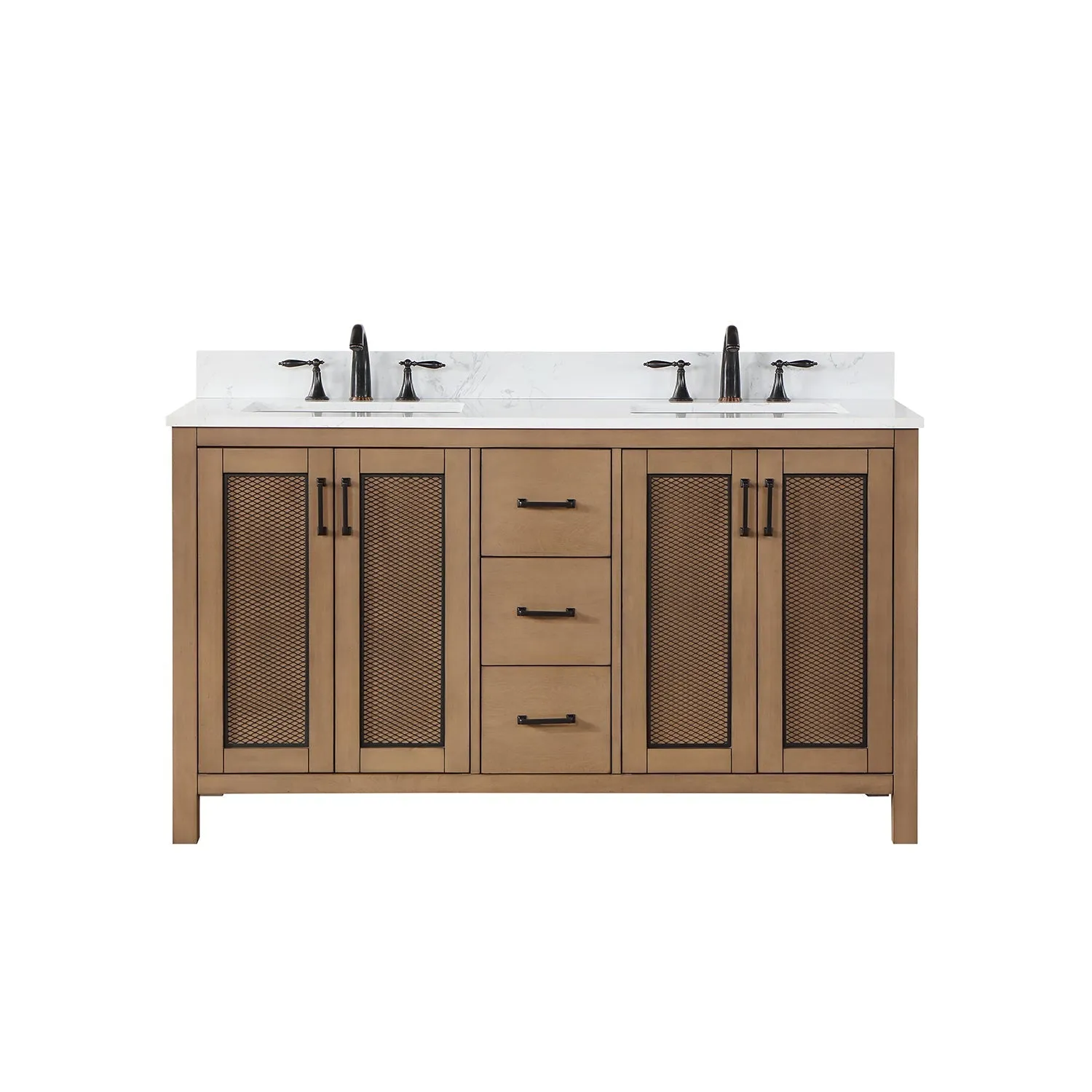 Altair Designs Hadiya 60" Double Bathroom Vanity Set with Aosta White Composite Stone Countertop - 542060-GP-AW-NM