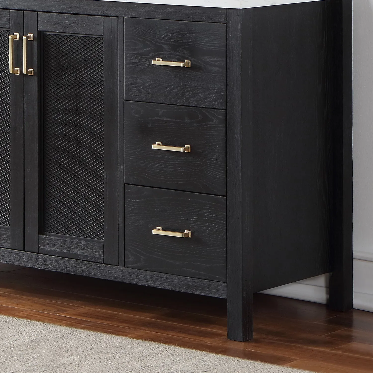 Altair Designs Hadiya 60" Single Bathroom Vanity Set with Aosta White Composite Stone Countertop - 542060S-GP-AW-NM