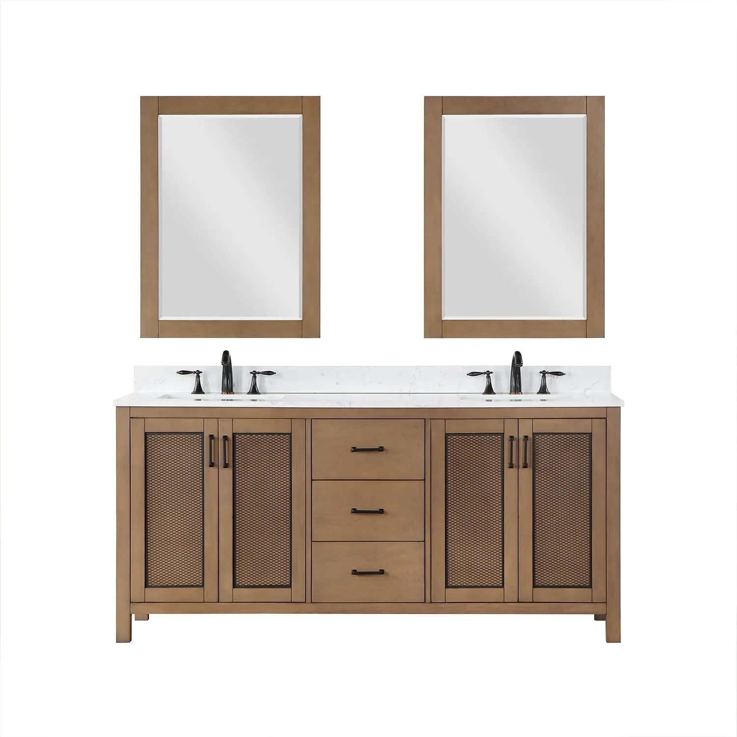 Altair Designs Hadiya 72" Double Bathroom Vanity Set with Aosta White Composite Stone Countertop - 542072-GP-AW-NM