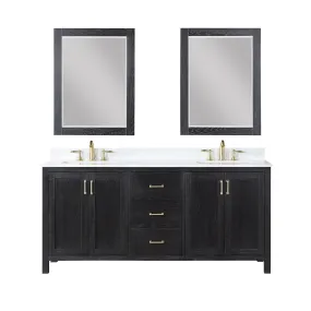 Altair Designs Hadiya 72" Double Bathroom Vanity Set with Aosta White Composite Stone Countertop - 542072-GP-AW-NM