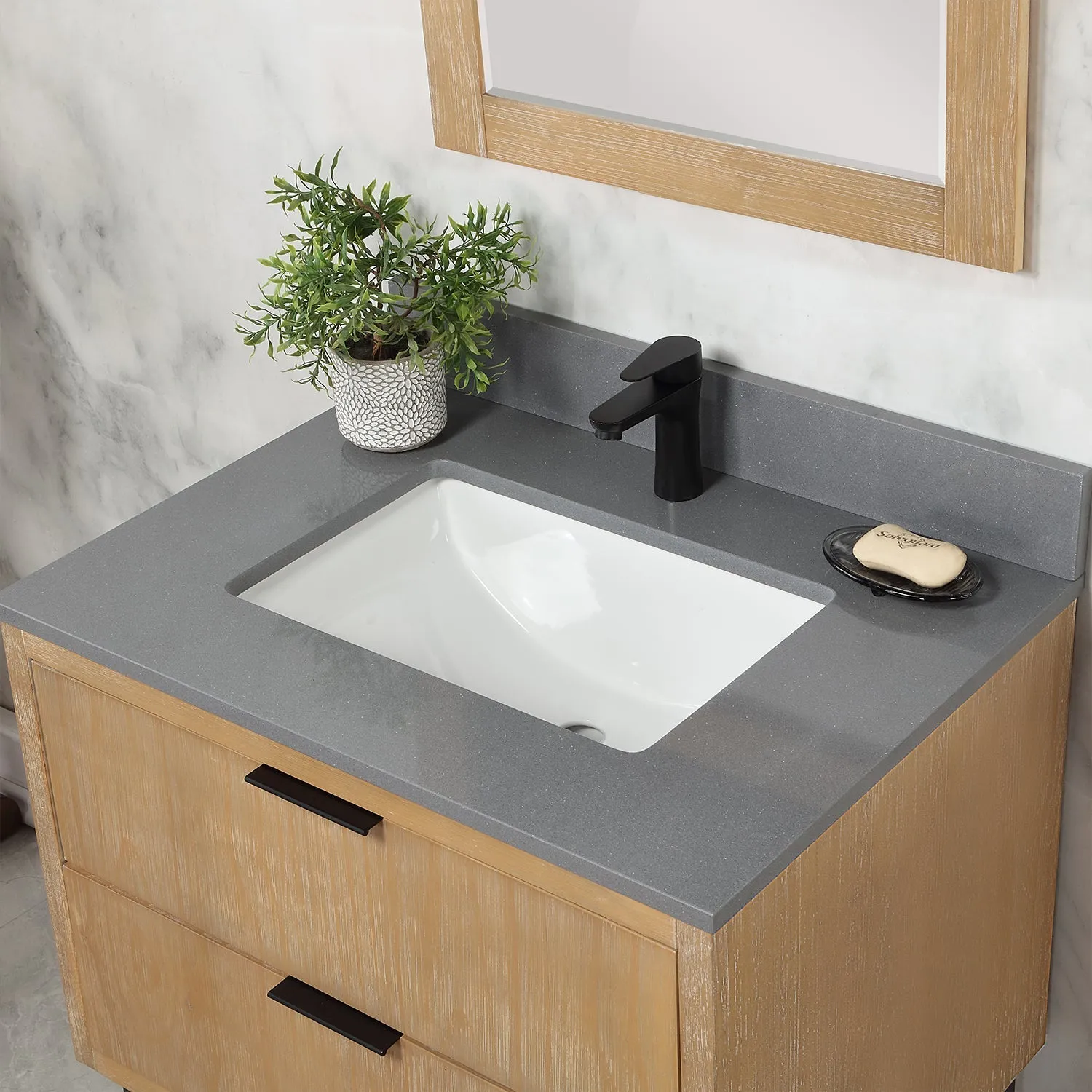 Altair Designs Helios 30" Single Bathroom Vanity Set with Concrete Gray Stone Countertop - 548030-WP-CG-NM