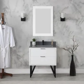 Altair Designs Helios 30" Single Bathroom Vanity Set with Concrete Gray Stone Countertop - 548030-WP-CG-NM