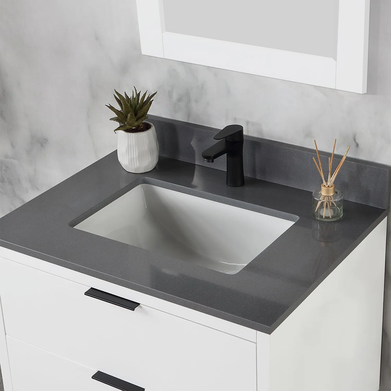 Altair Designs Helios 30" Single Bathroom Vanity Set with Concrete Gray Stone Countertop - 548030-WP-CG-NM
