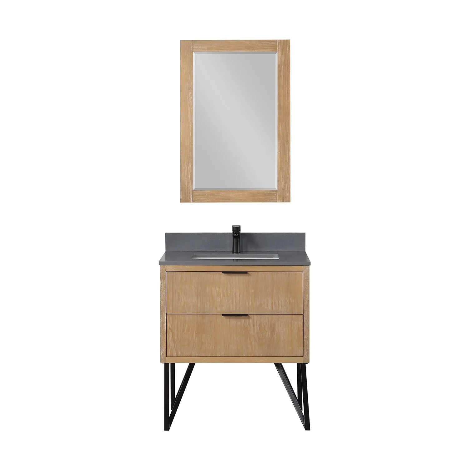 Altair Designs Helios 30" Single Bathroom Vanity Set with Concrete Gray Stone Countertop - 548030-WP-CG-NM