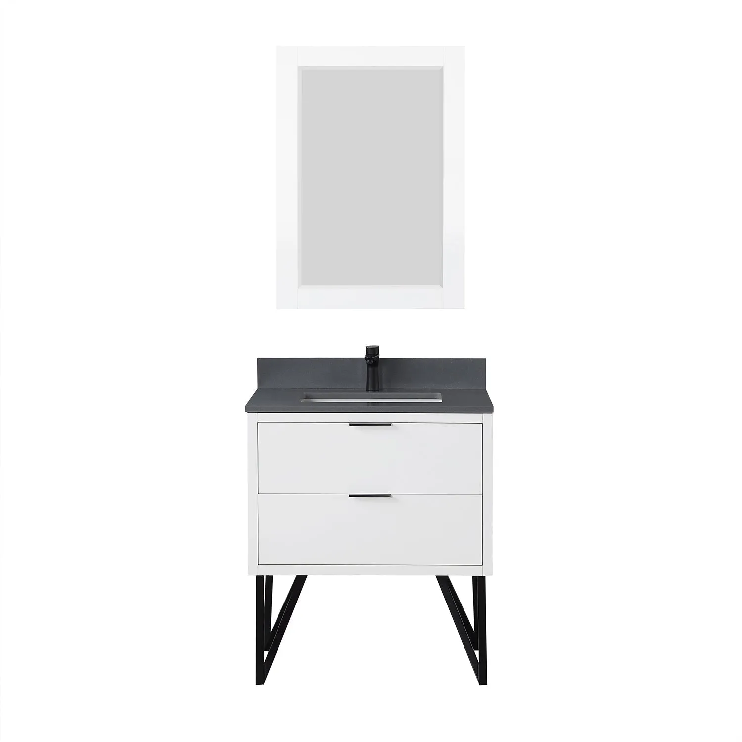 Altair Designs Helios 30" Single Bathroom Vanity Set with Concrete Gray Stone Countertop - 548030-WP-CG-NM